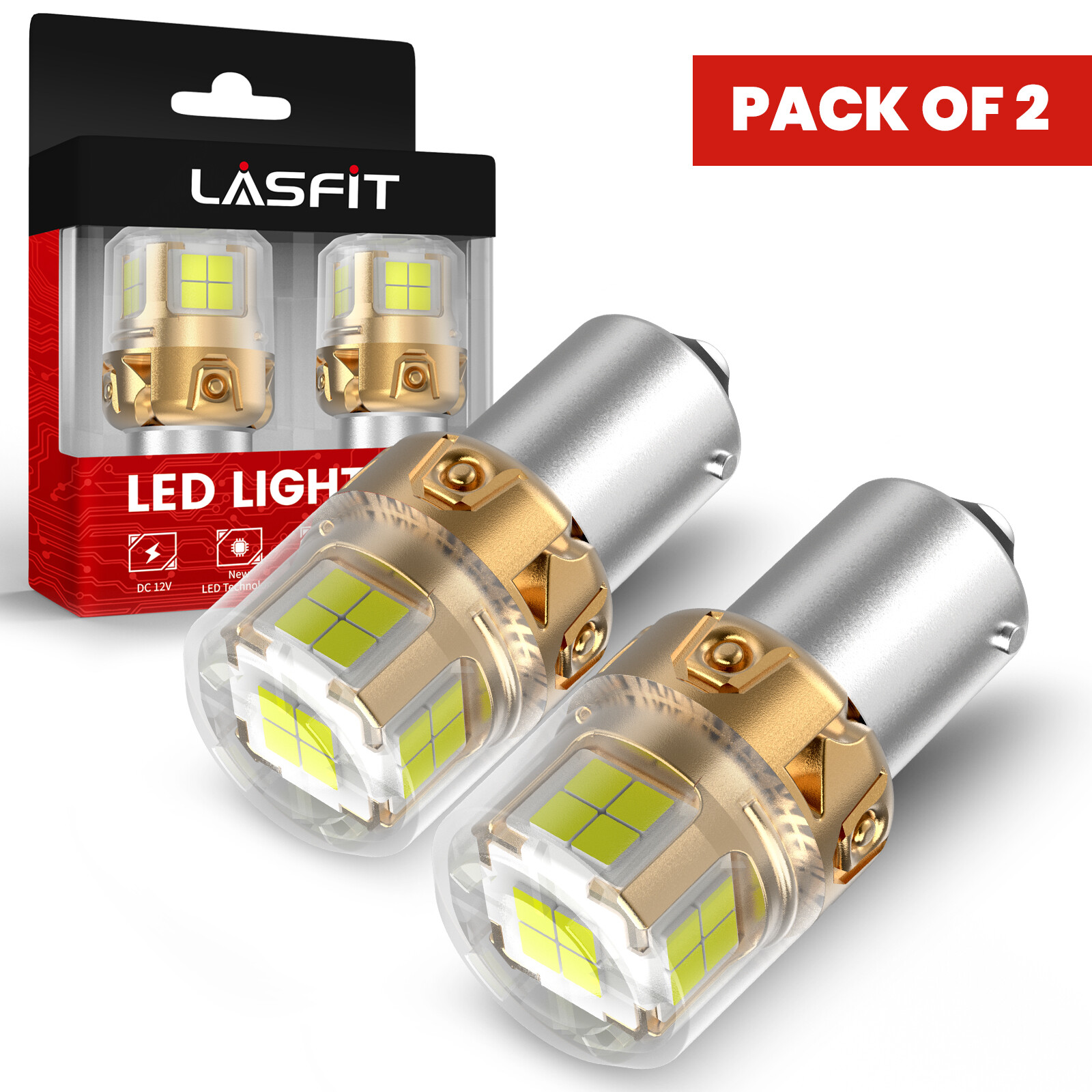 Lasfit 1156 7506 LED Backup Reverse Light Bulbs 6000K Super Bright White Canbus