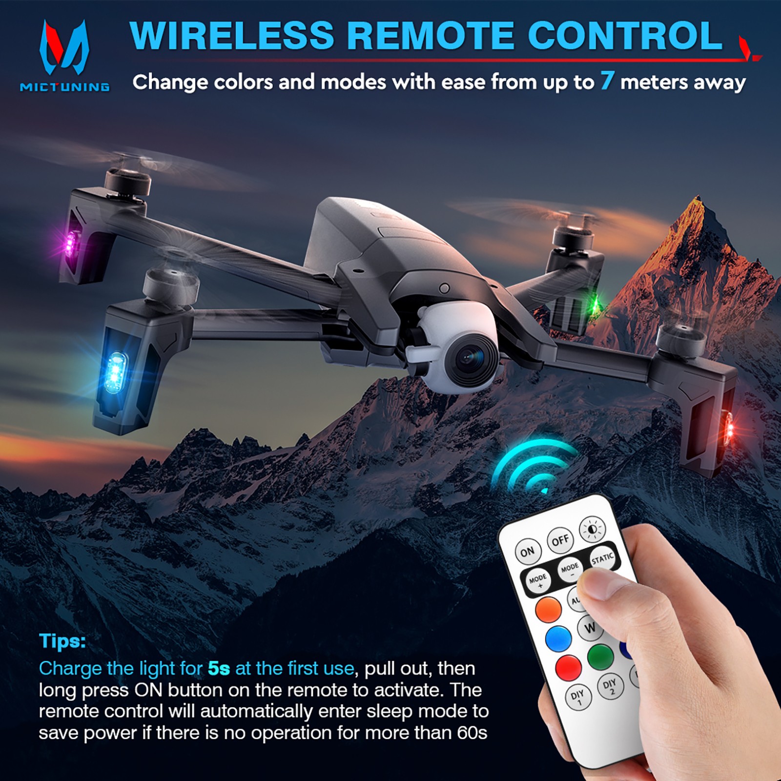 RGB Led Car Ambient Lights Rechargeable Wireless Car Light With Remote Control