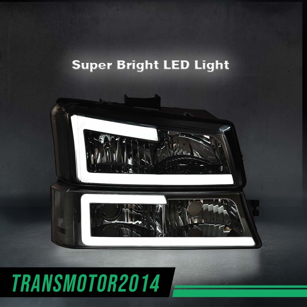 LED DRL Headlights Projector Left+Right Fit For 03-06 Chevy Silverado Avalanche