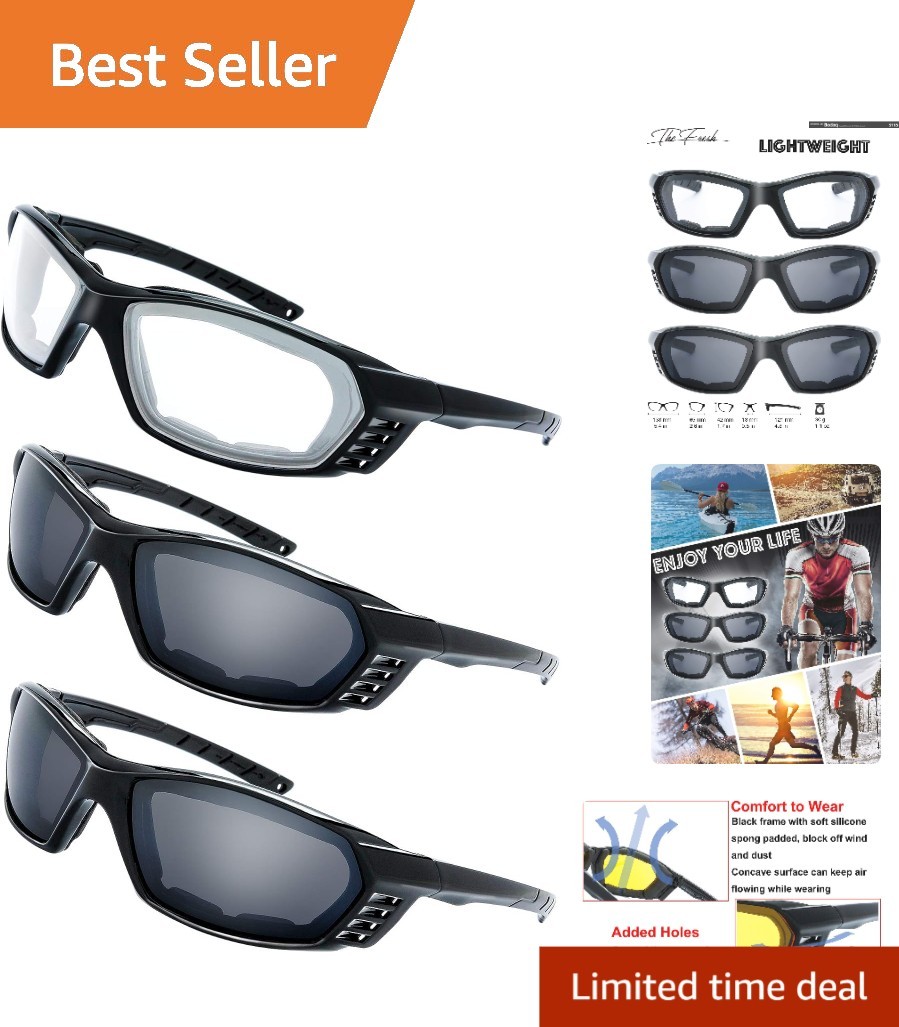 Versatile Cycle Riding Goggles with 100% UV Protection – 3 Lens Options Included