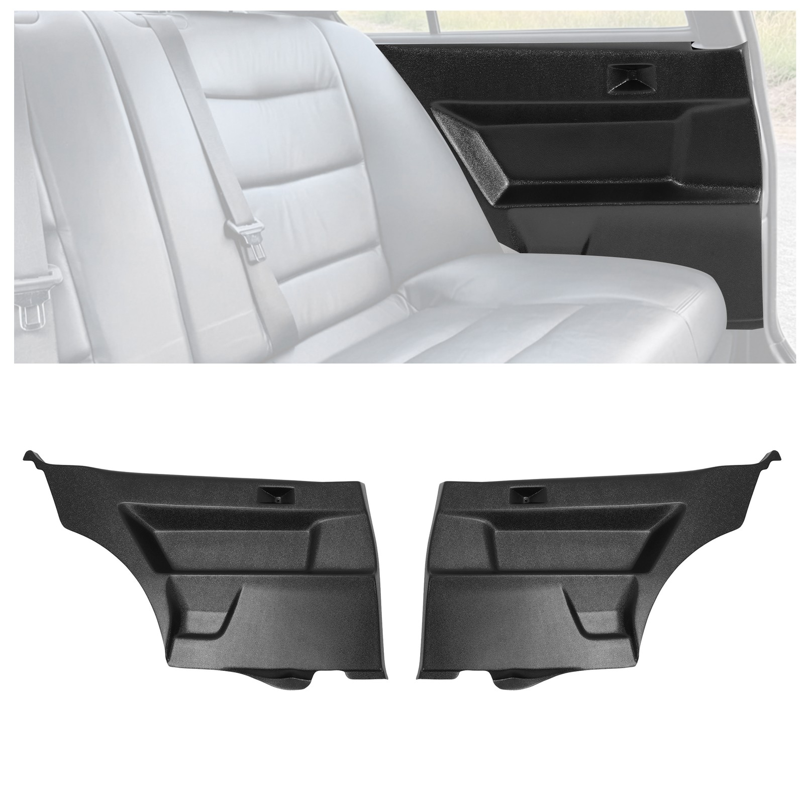 Rear Inner Door Panels Pair Black ABS Plastic Replacement For BMW E36 coupe