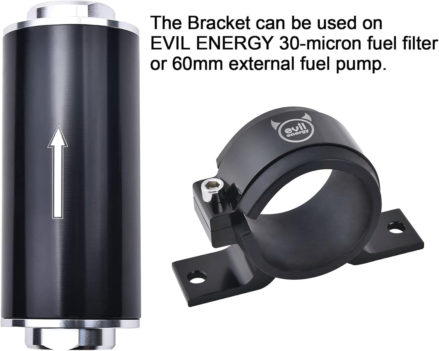 EVIL ENERGY 60mm Fuel Filter Mounting Bracket, Pump Clamp 60mm, Black