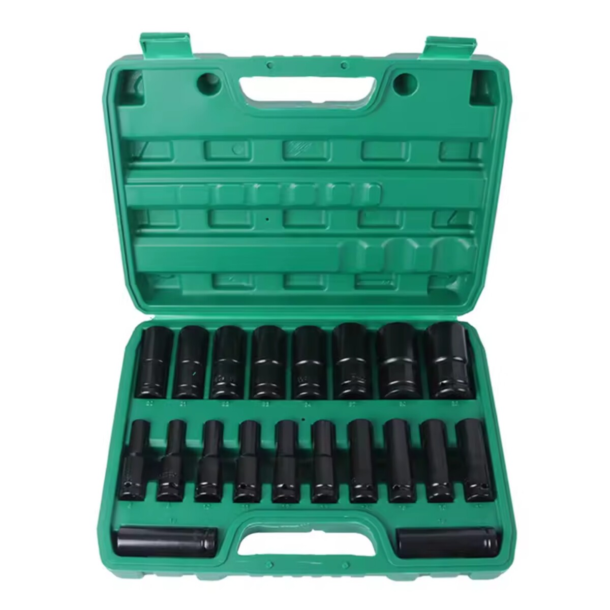 20pcs Metric Deep Impact Socket 1/2″ Drive 8mm-32mm 6 Point Sockets kit w/ case