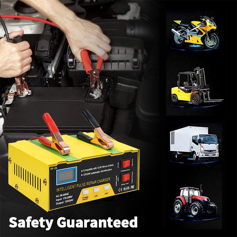 Car Battery Charger Heavy Duty 12V/ 24V Automatic Intelligent Pulse Repair