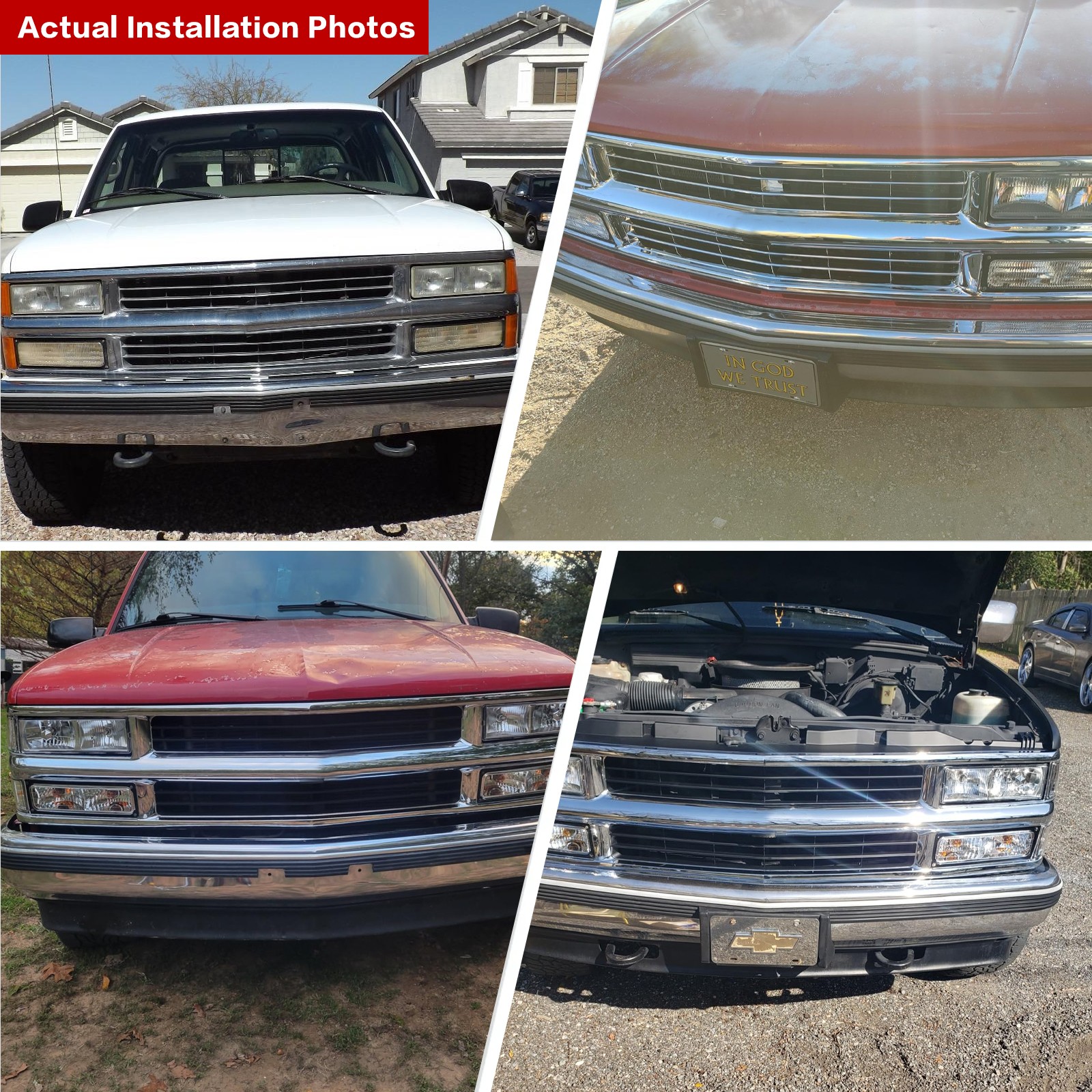 Chrome Grille w/Chromed Insert For 94-99 Chevy C/K Pickup Suburban Tahoe Blazer