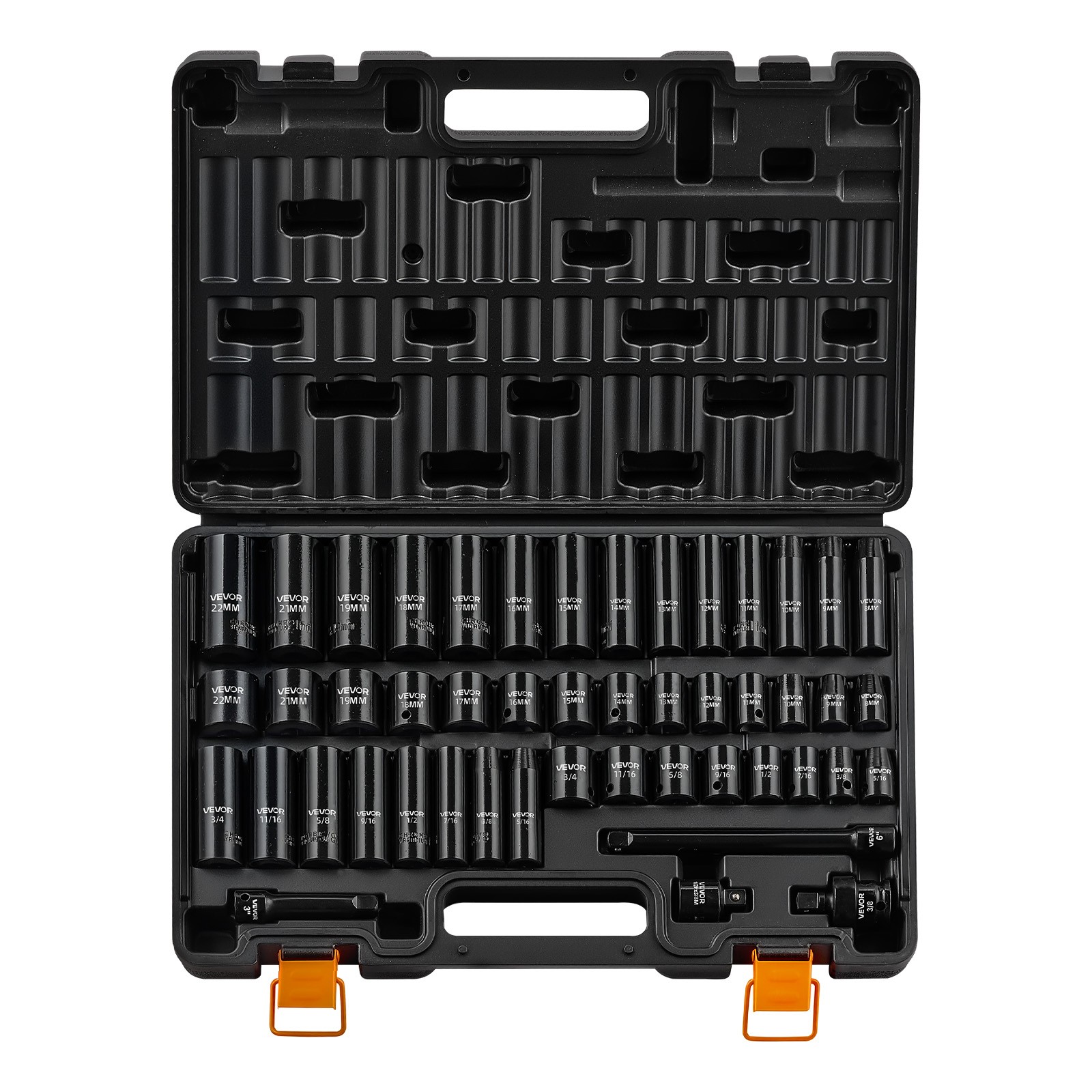 VEVOR Impact Socket Set 3/8″ Drive 48-Piece Socket Set 6-Point with Storage Case