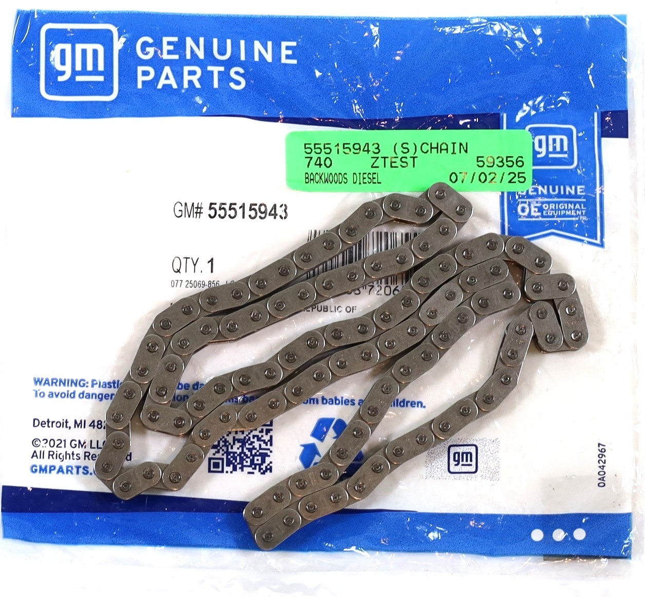 Silverado Sierra 1500 LM2 LZ0 3.0L Duramax Engine Timing Chain OEM GM 55515943