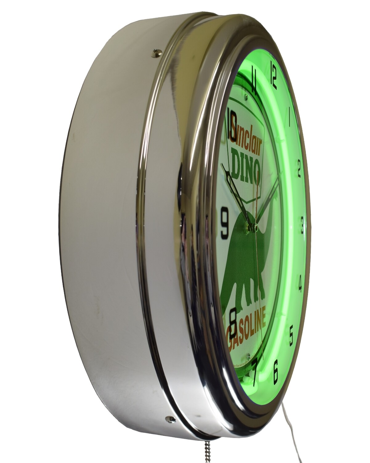 16″ Sinclair Dino Gasoline Neon Clock Man Cave Garage Decor (Green)