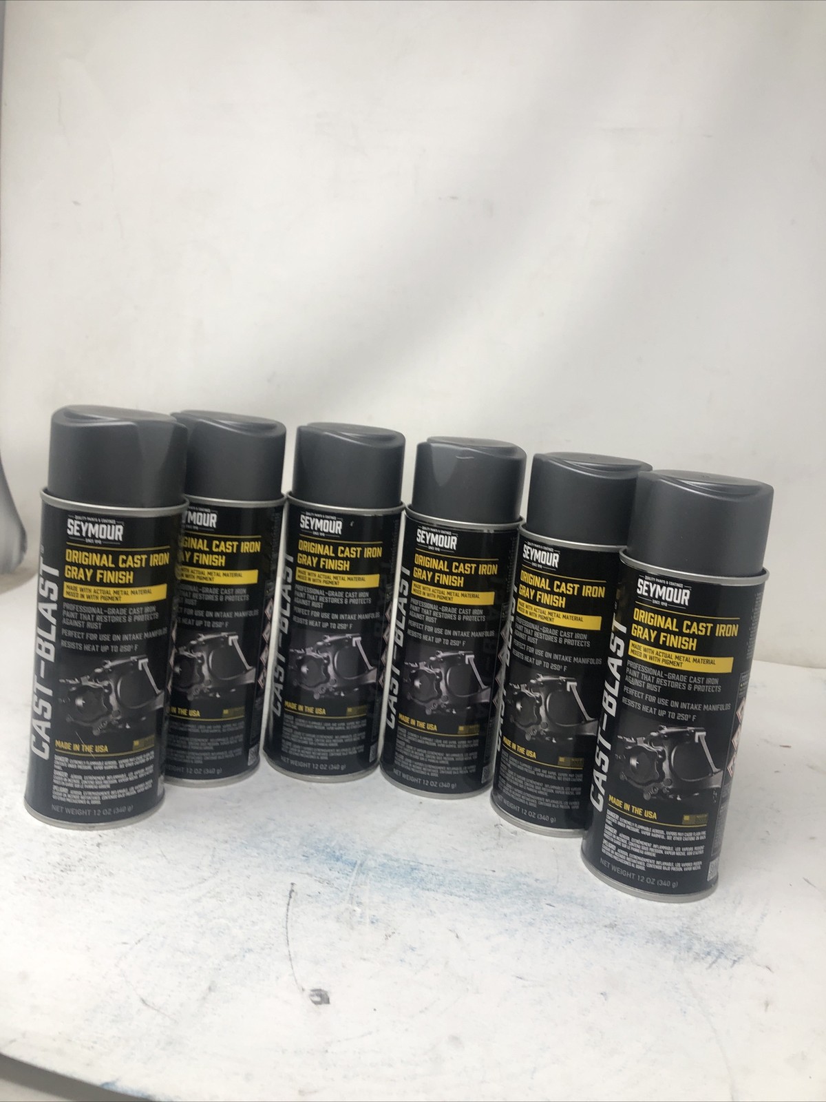 SEYMOUR Cast Blast Iron Gray Finish Aerosol Spray Paint 12oz US-made Case 6/cans