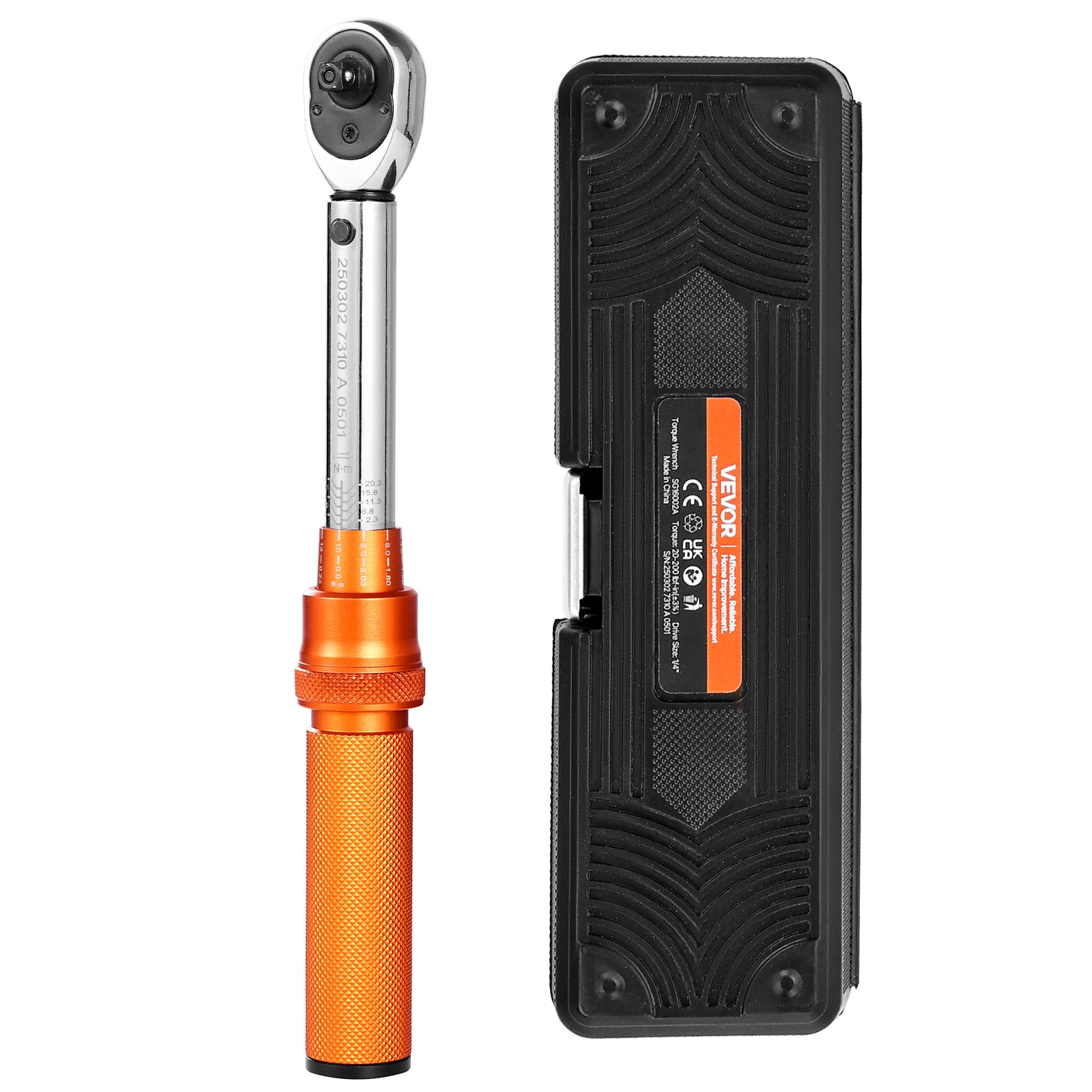 VEVOR Click Torque Wrench Set 1/4 Inch Drive 20-200lbf-in /2.3-22.6N.m 72-Tooth