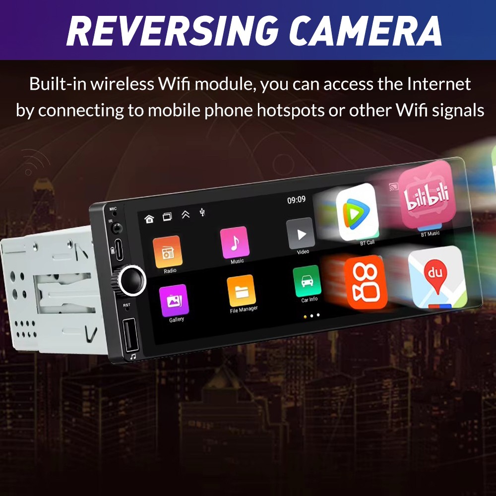 6.86” Single 1Din Car Stereo Radio Carplay/Android Auto Touch Screen MP5 Player