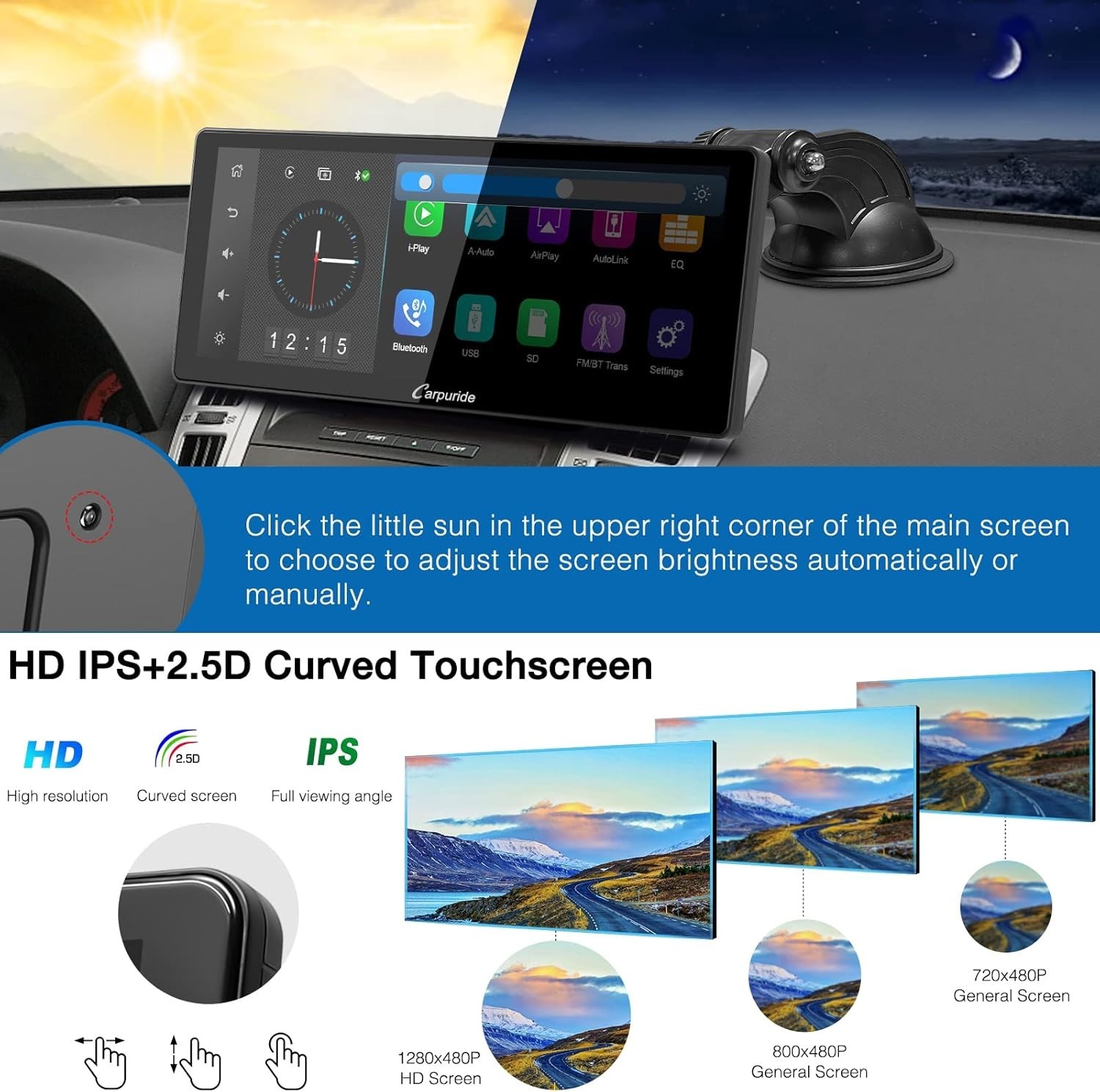 Carpuride 10.3” IPS Touch Screen Wireless Carplay Android Auto Car Radio Receive