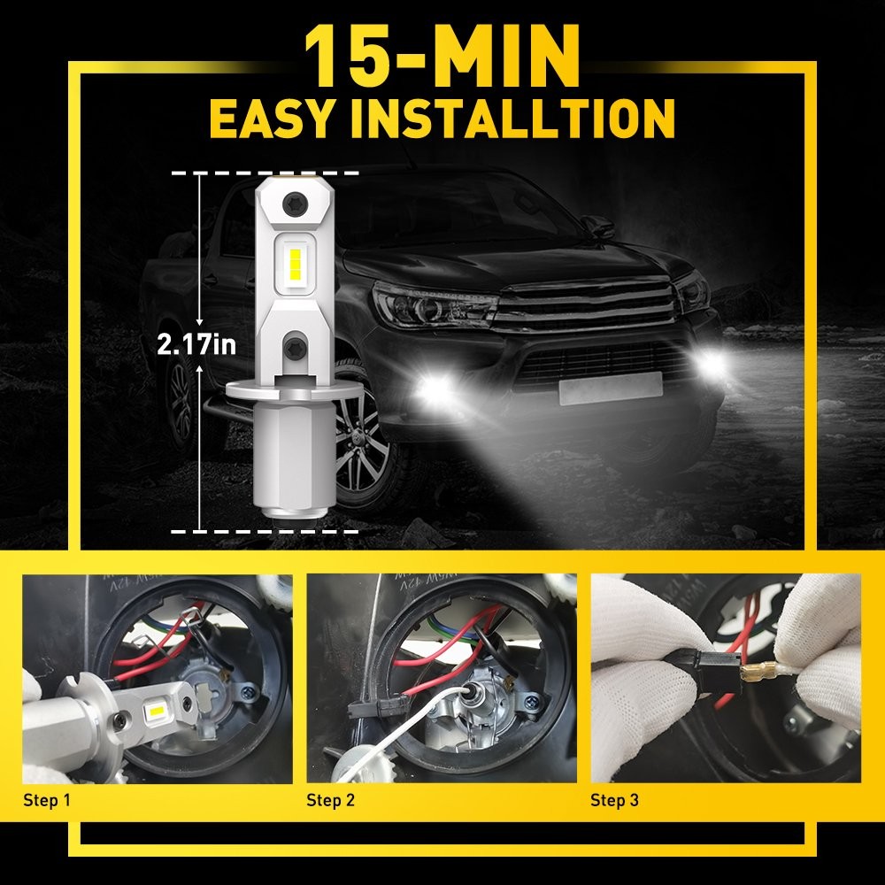 H3 LED Fog Light Bulb Conversion Kit Super Bright Canbus Super White High Power