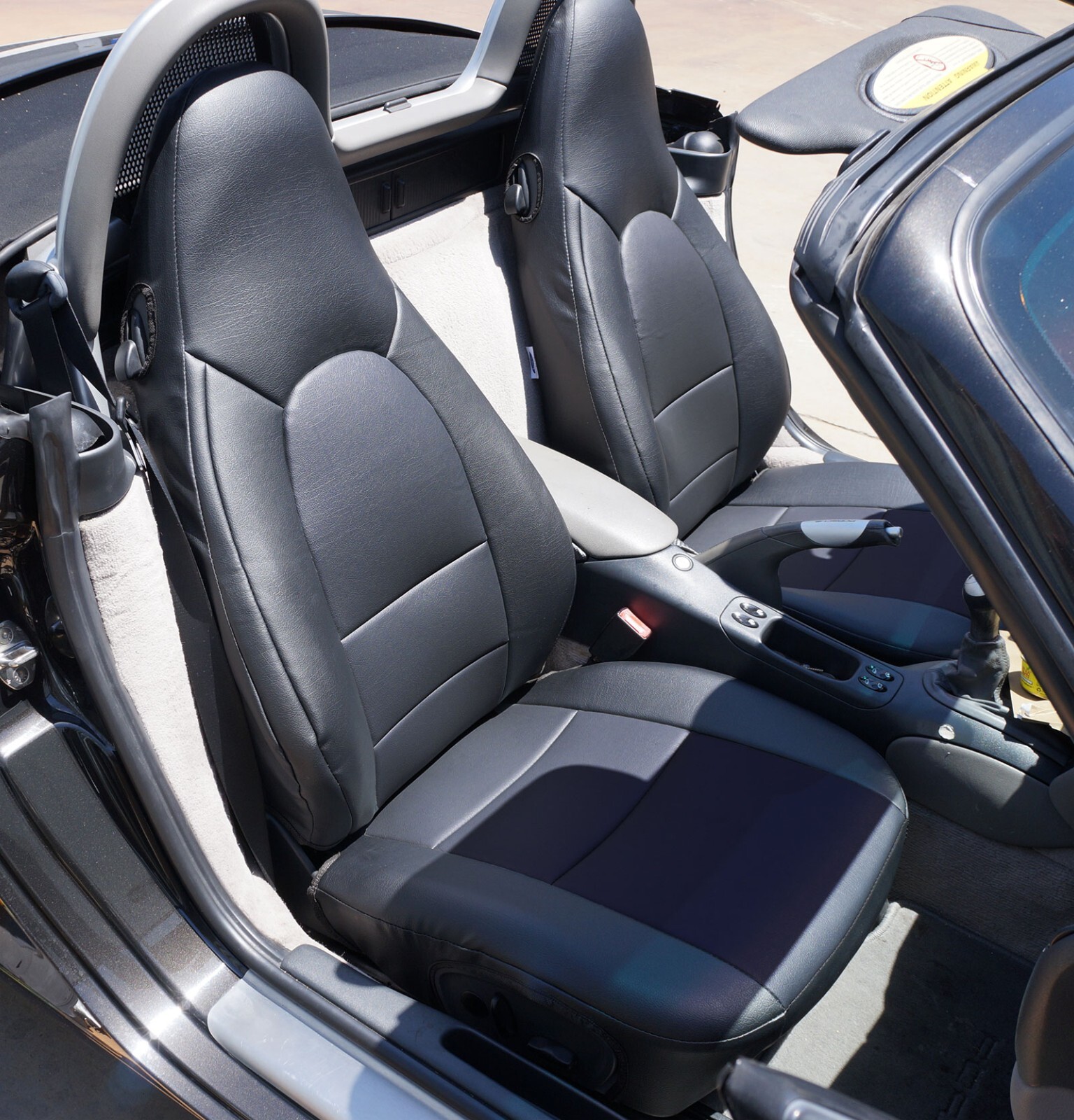 FOR PORSCHE BOXSTER 1997-2004 BLACK IGGEE CUSTOM MADE FIT 2 FRONT SEAT COVERS