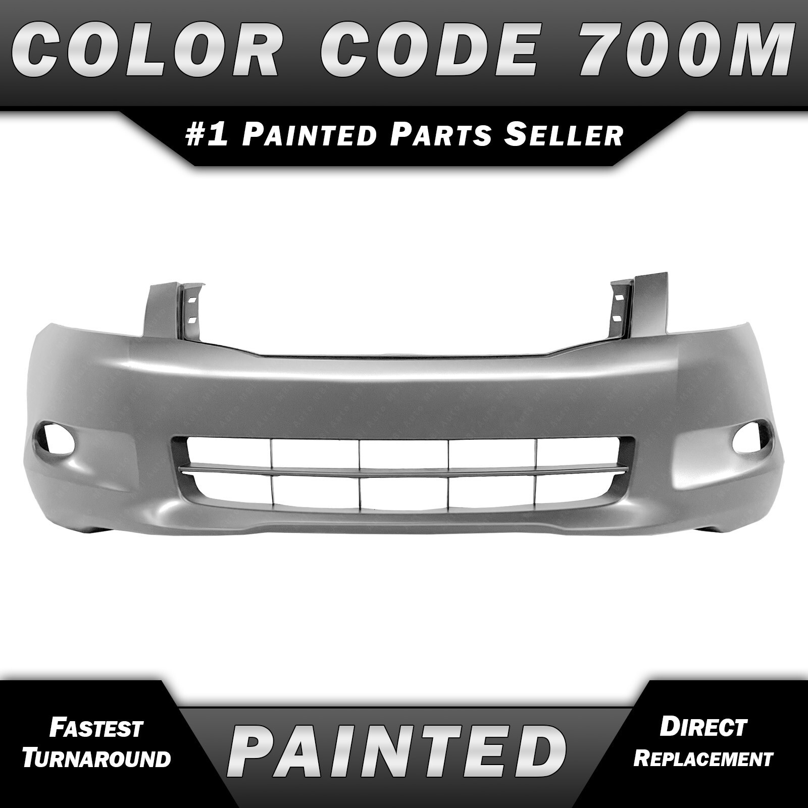 NEW Painted *NH700M Silver* Front Bumper Cover for 2008-2010 Honda Accord w/ Fog