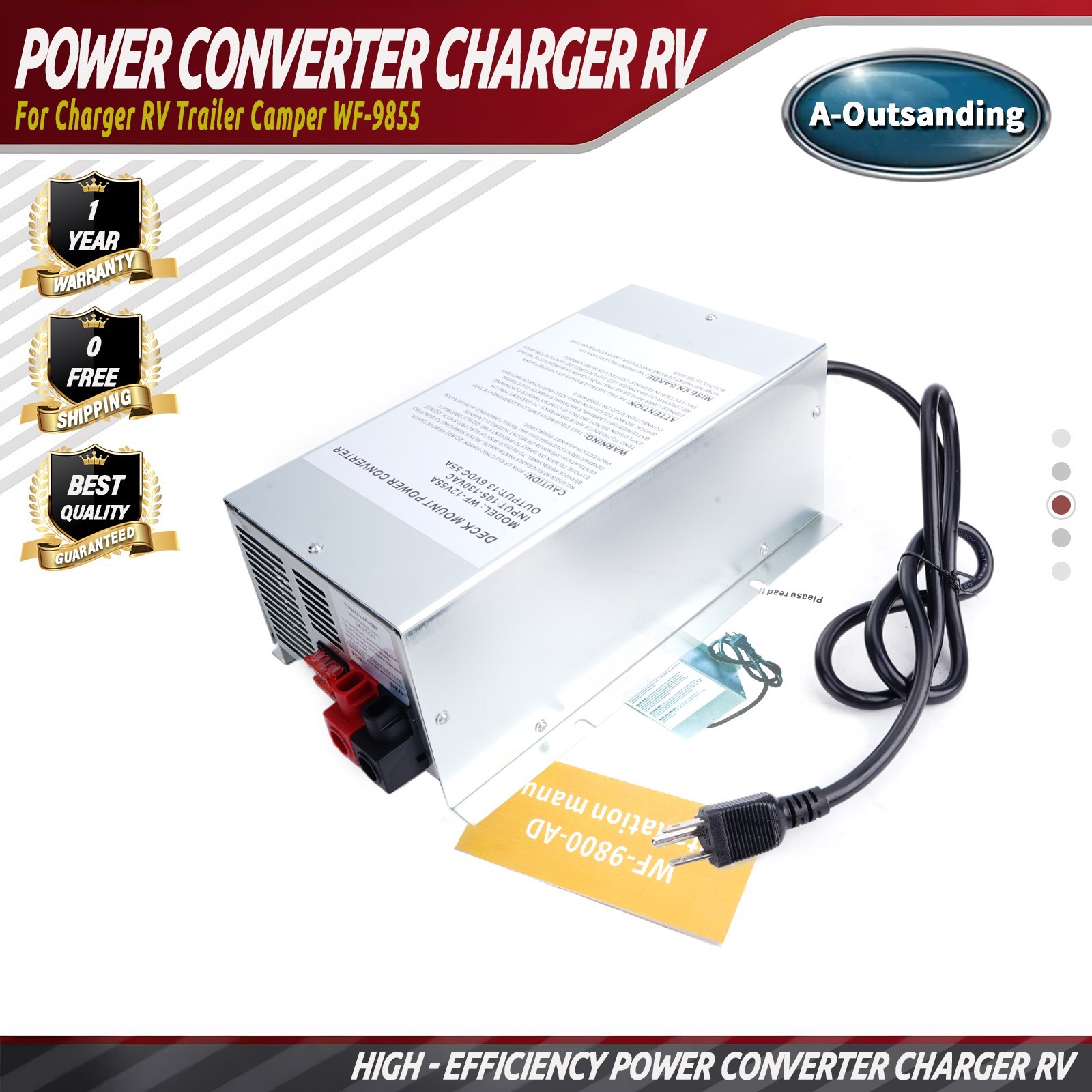110V WF-9855 Amp Deck Mount Power Converter Charger For WFCO 9800 Series 55Amp