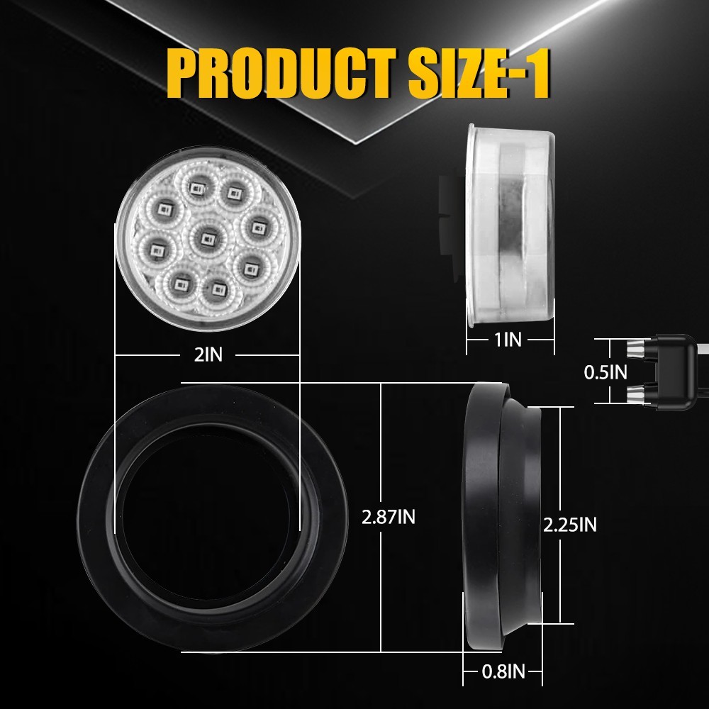 2Inch DOT White Round Trailer 9 LED Marker Lights Truck RV with Grommet 10-50X