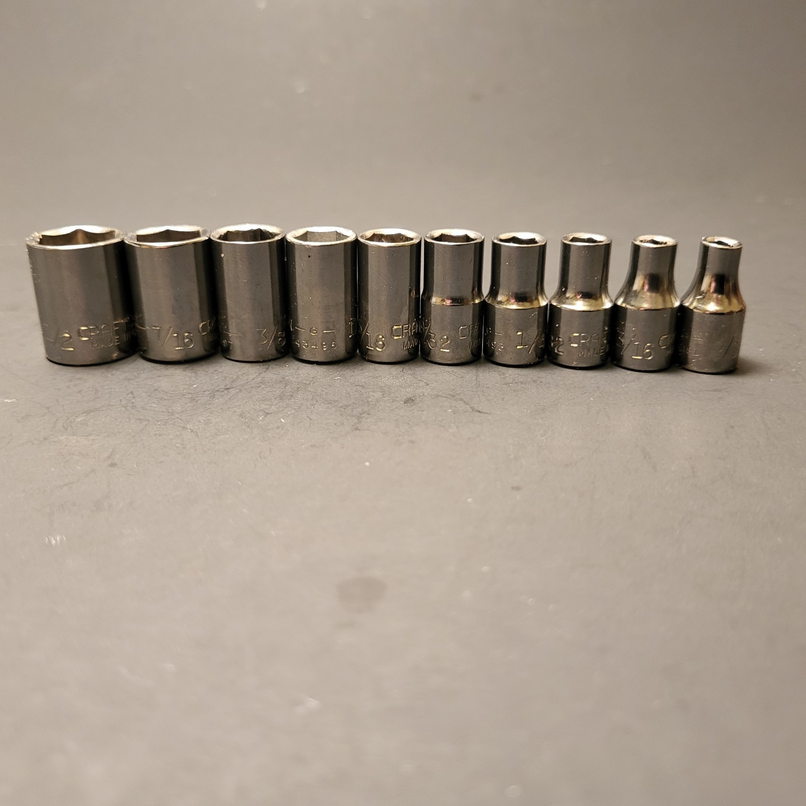 Craftsman made in USA 82 piece socket set metric & sae in tray 1/2” 3/8” 1/4” dr