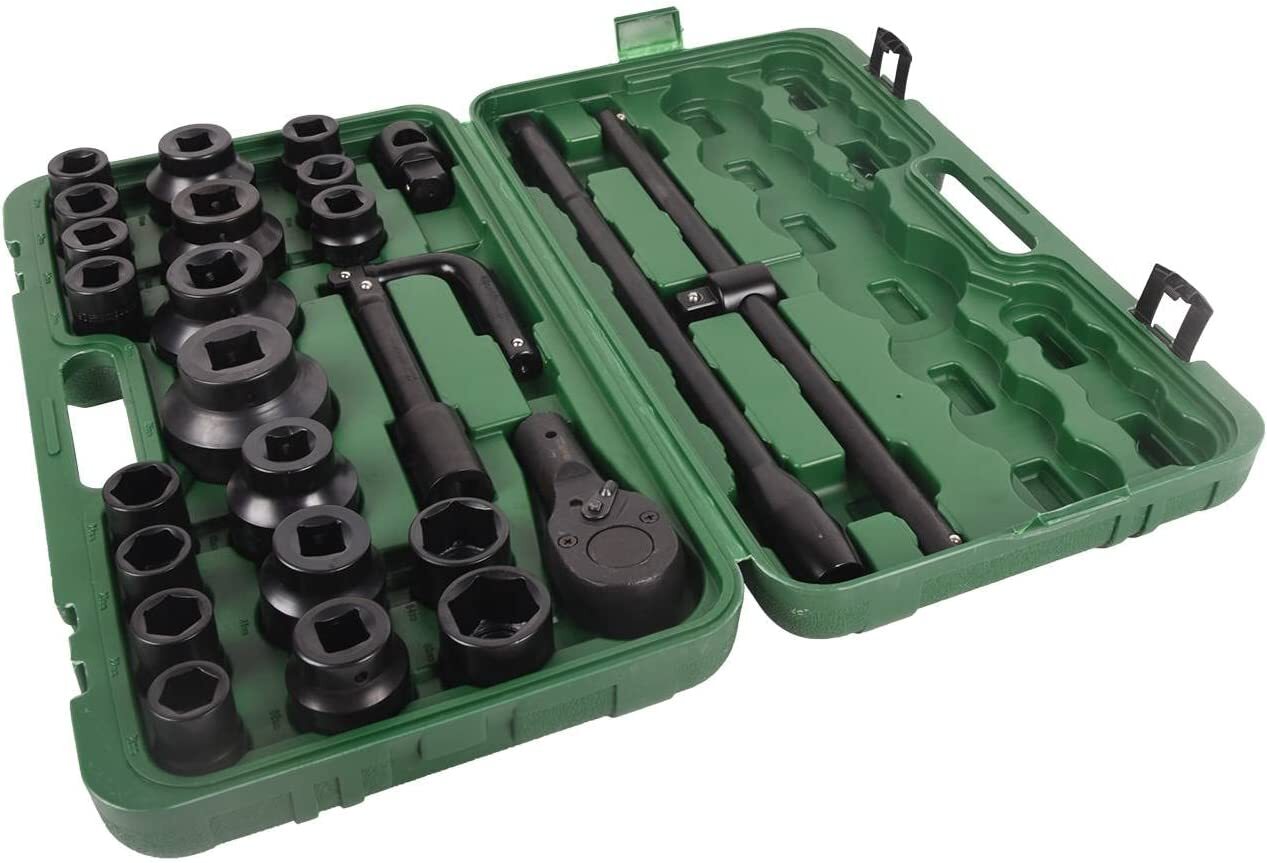 26 Pcs 3/4″ Drive Impact Socket Set Cr-V Chrome Vanadium Steel Standard Metric