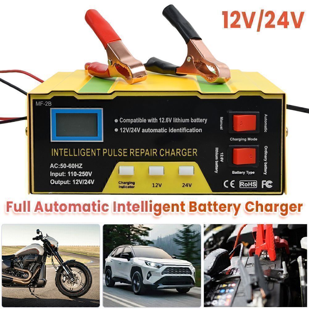 Car Battery Charger Heavy Duty 12V/ 24V Automatic Intelligent Pulse Repair
