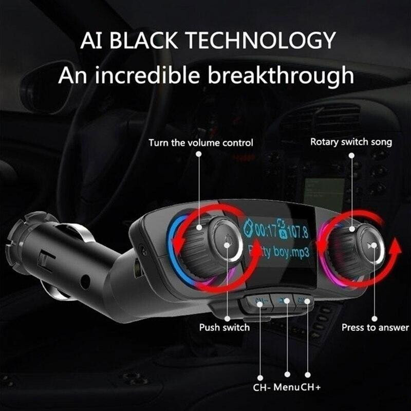 MP3 FM Transmitter Bluetooth Wireless Bluetooth 4.0 1.3in LED Screen Accessories