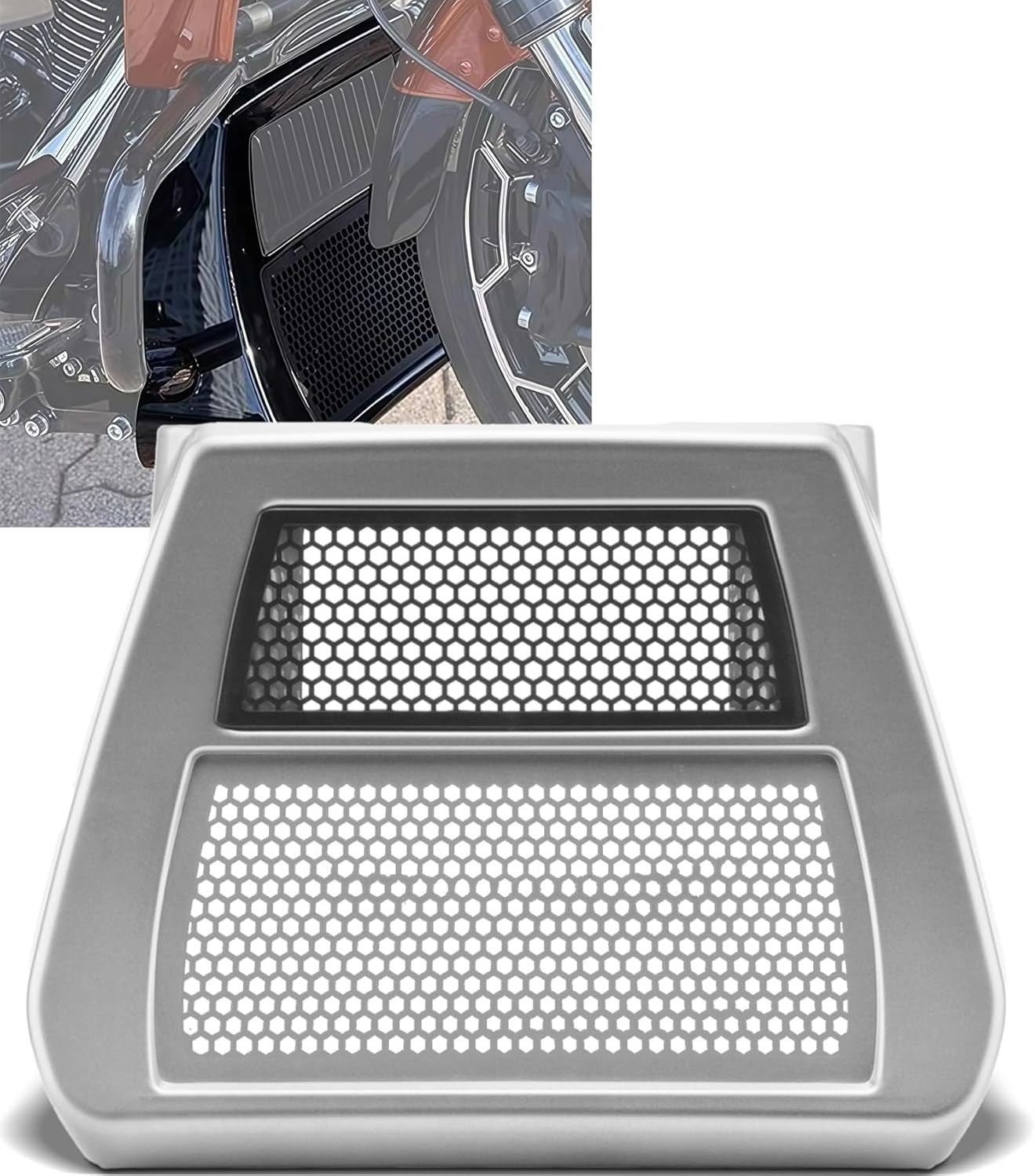 SILVER Chin Spoiler Radiator Cover For 2024-2026 Harley Road Glide Street Glide