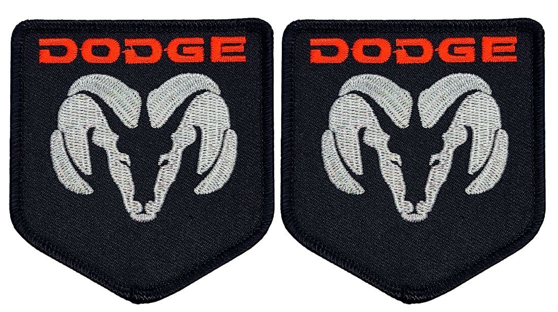 DODGE RAM SHIELD EMBROIDERED PATCH – 2PC BUNDLE – iron on sew 3″ x 3″