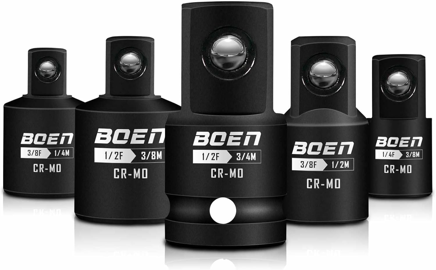 Versatile SAE Impact Adapter Set – 5 Piece CR-MO Steel, Perfect for Home Repairs
