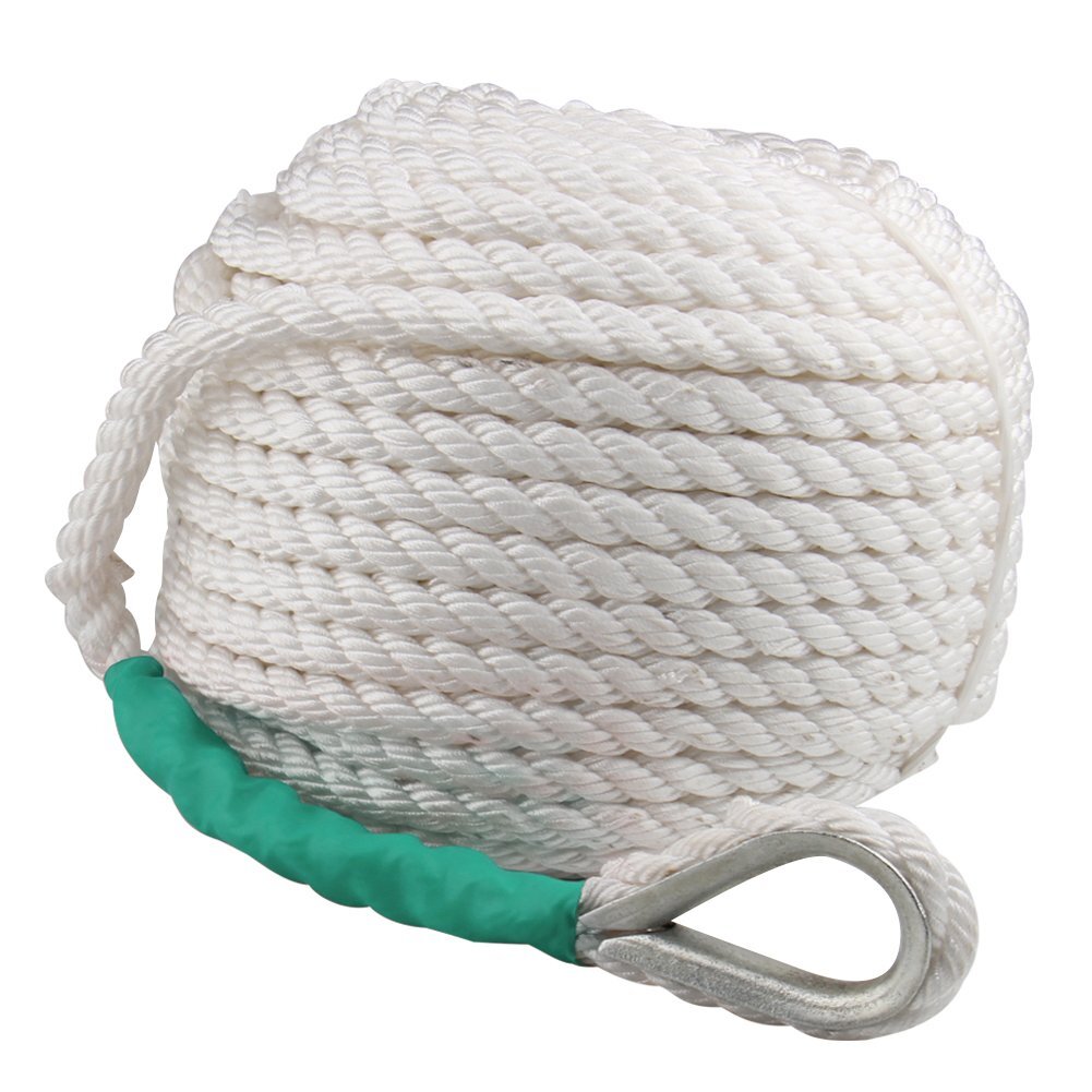 1/2″ 200FT Twisted Three Strand Nylon Anchor Rope Braided Boat Line w/ Thimble