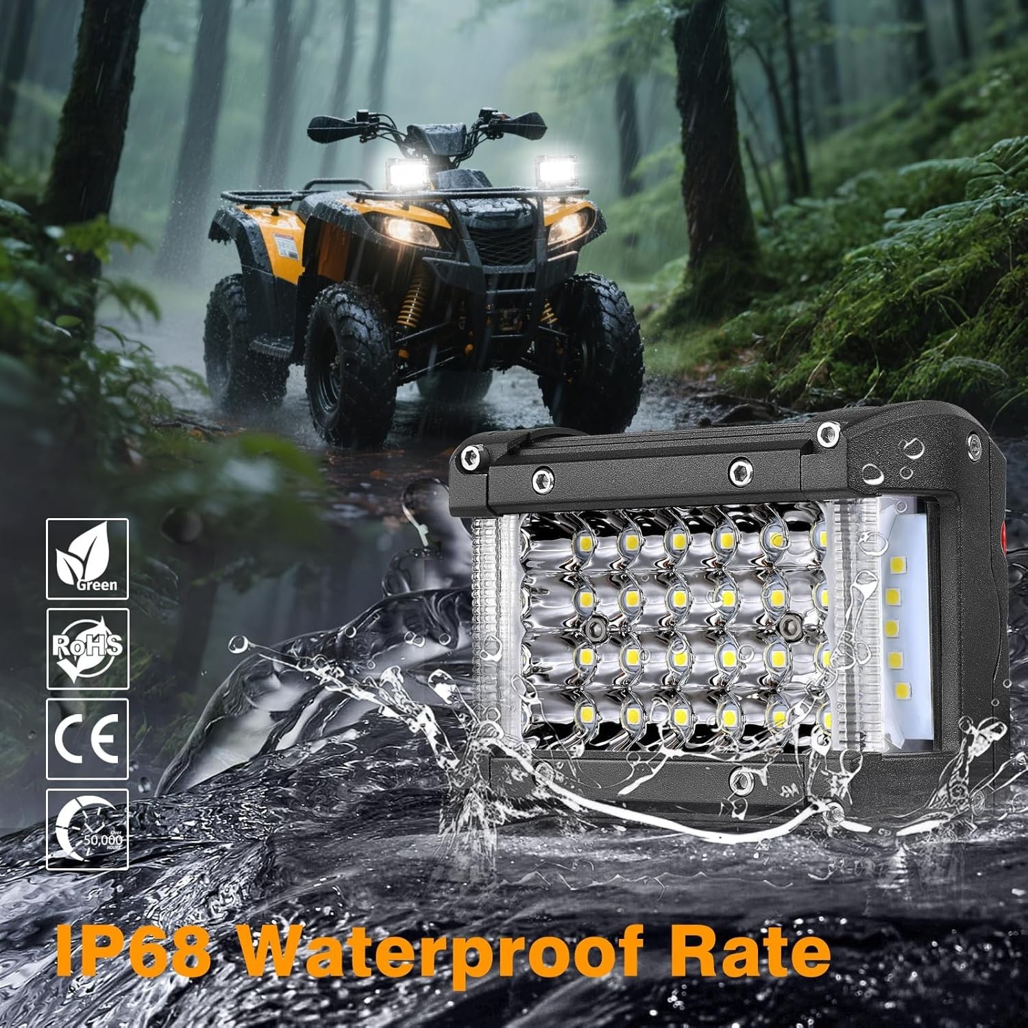 High-Power 4 Inch Side Shooter Pod Lights – 6000K, Waterproof, 50,000 Hours