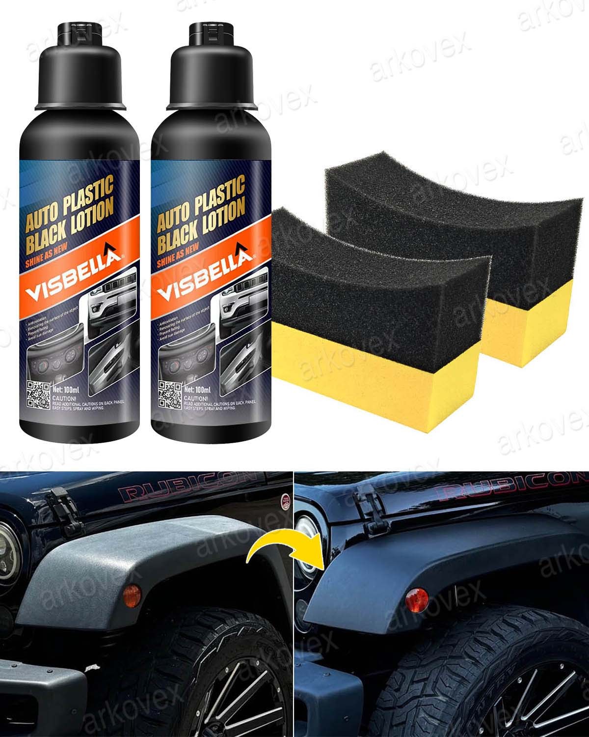 Black Plastic Vinyl Trim Restorer Use for Car Truck Detail with 2x Applicator