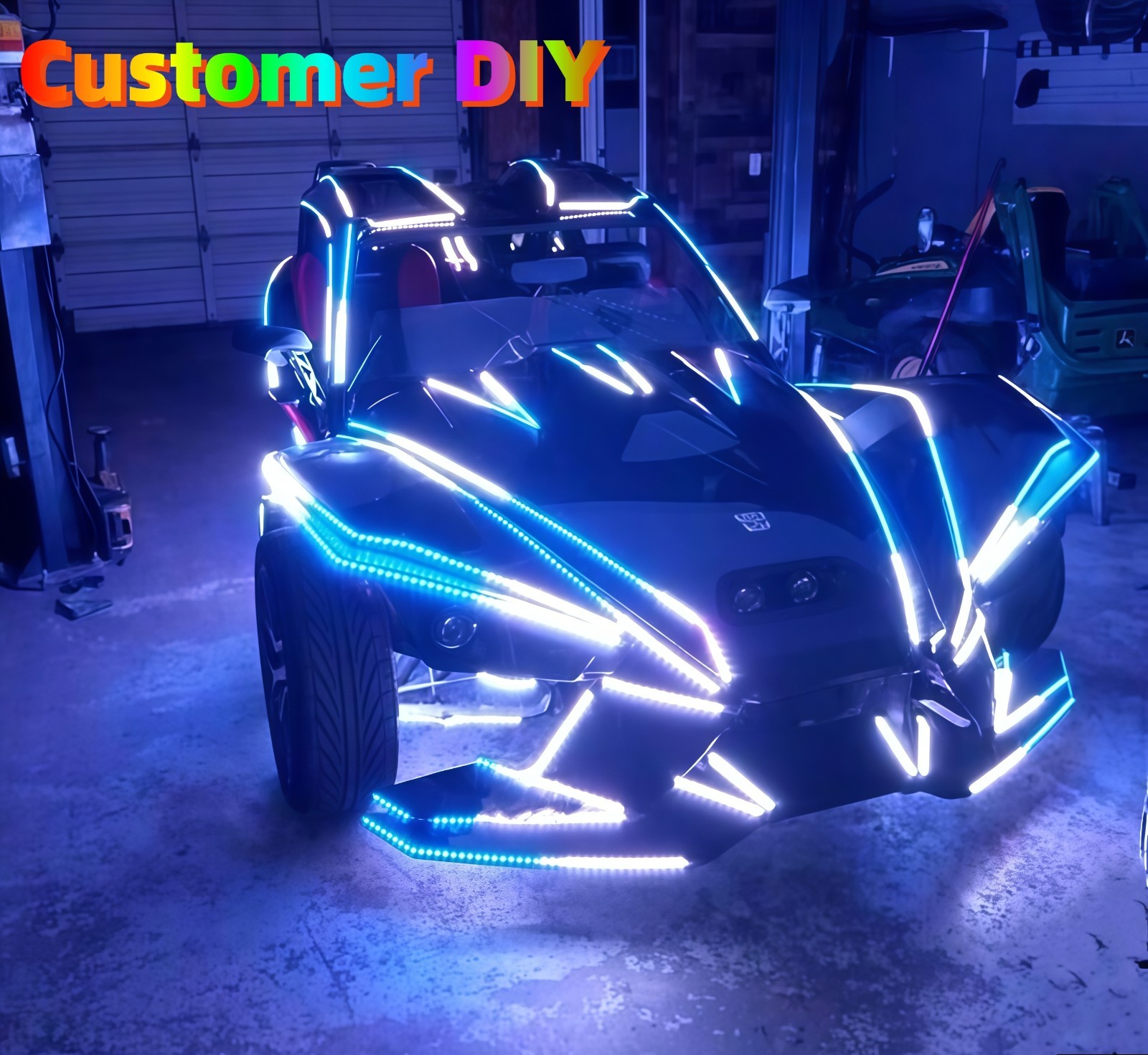 Blackout Tinted 16PCS 4FT APP+Remote IP65 CHASING Strips Light Polaris Slingshot
