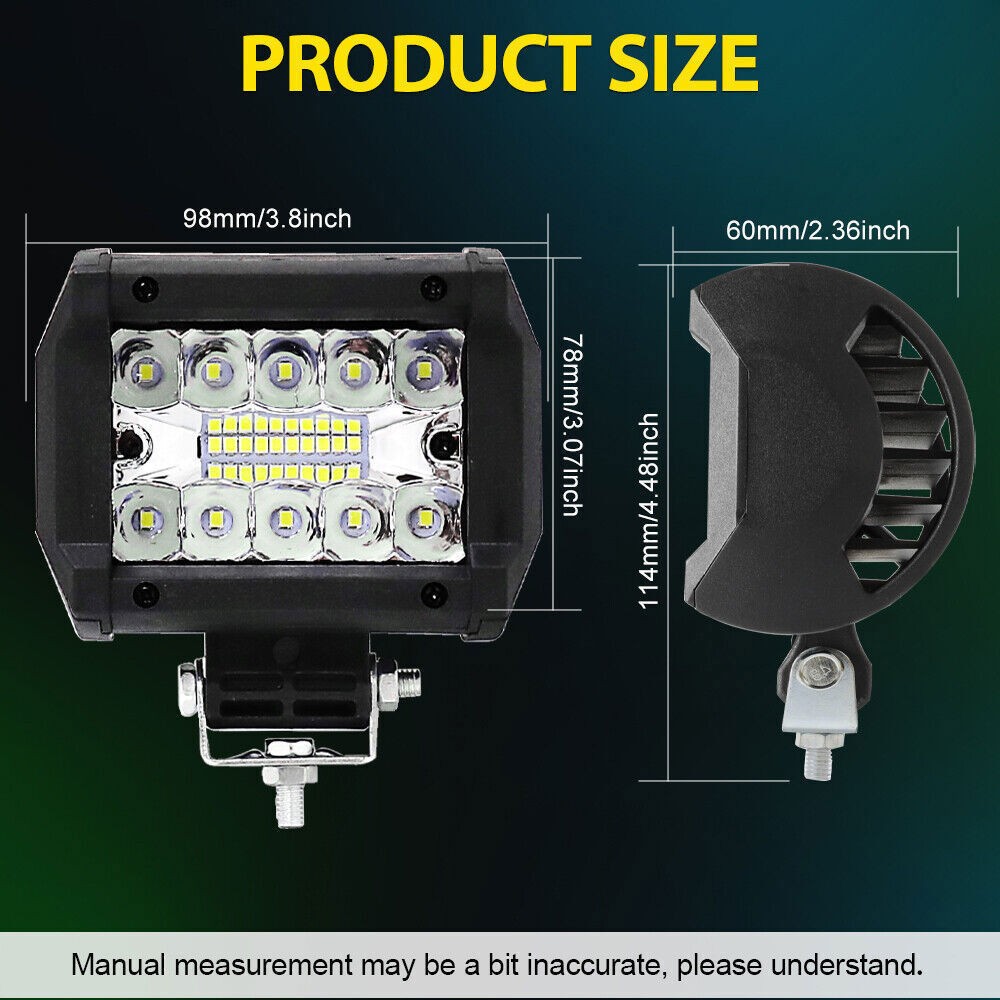 Pair 4″ 30000LM LED Work Light Bar Spot Pods Fog Lamp Offroad Driving Truck ATV