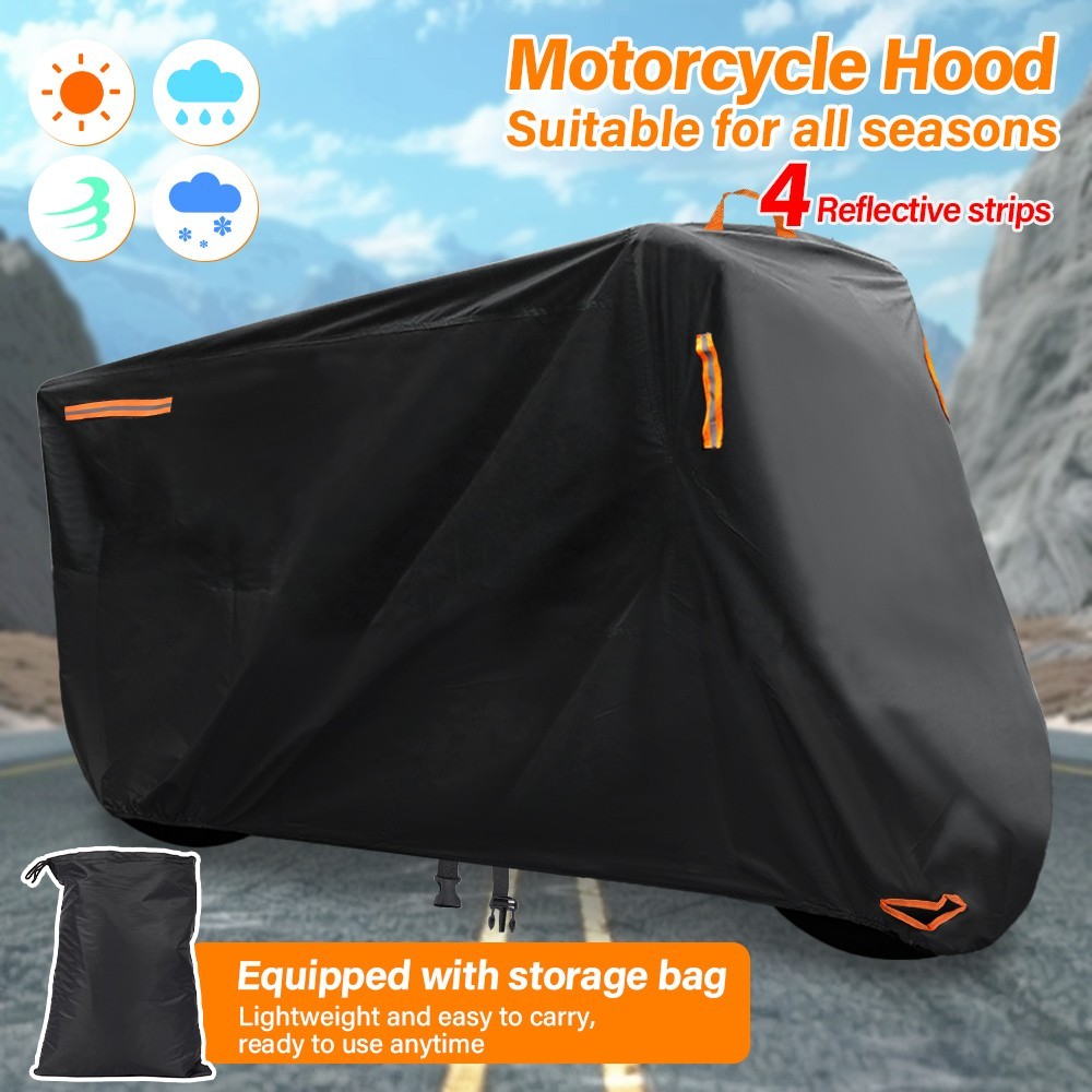 Large Waterproof Motorcycle Cover Heavy Duty for Sun Snow UV Rain Dust Resistant