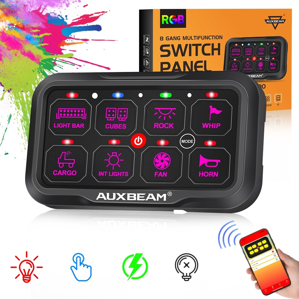 AUXBEAM AR-800 8-Gang Switch Panel RGB bluetooth Control For Can-Am Maverick X3