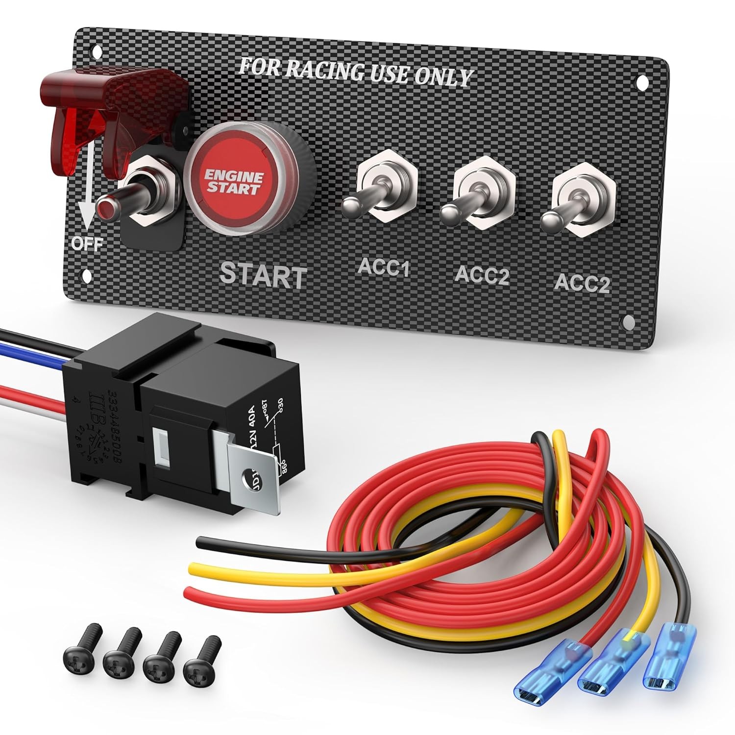 5-in-1 Ignition Switch Panel Engine Start Push Button LED 12V Toggle Racing Car