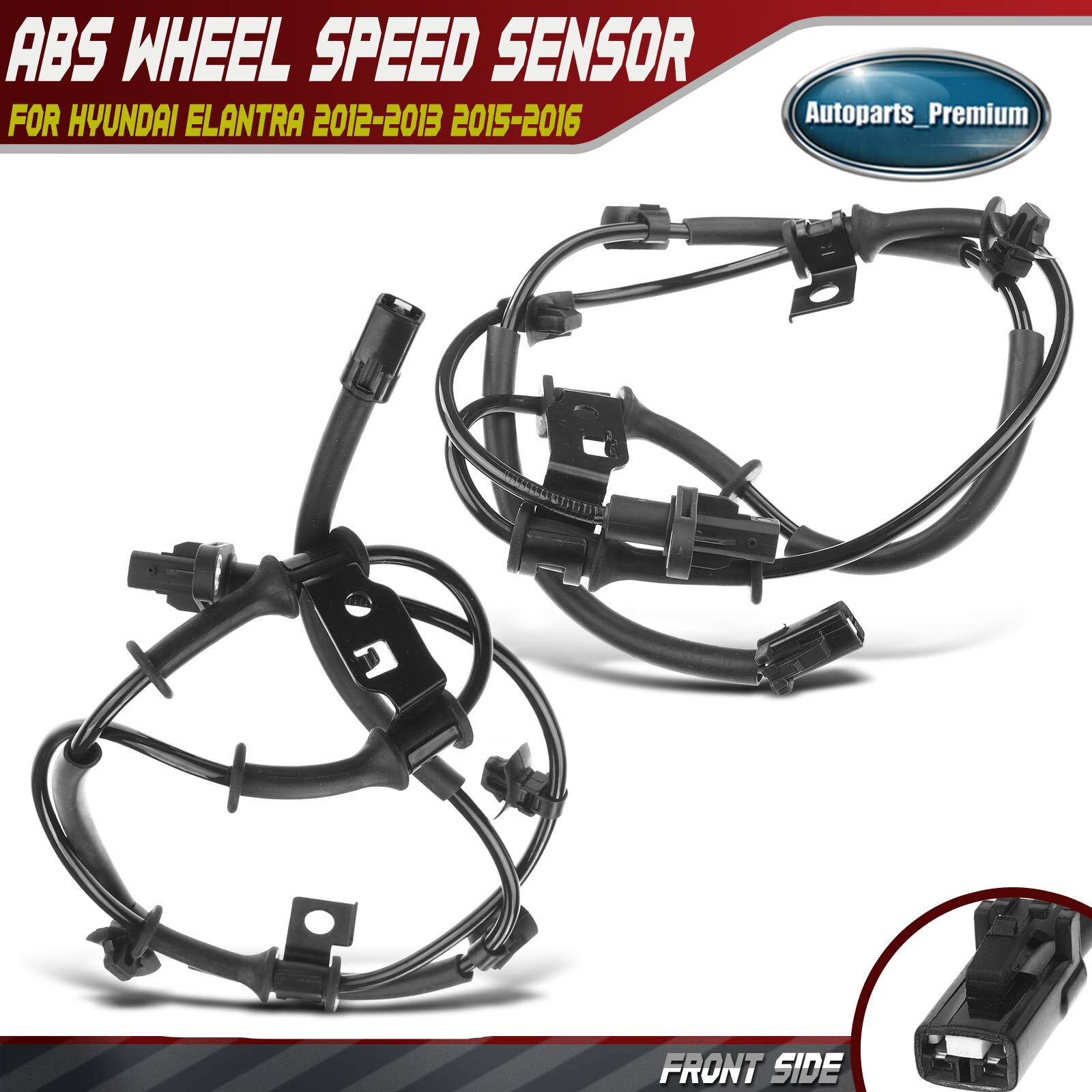 2x Front LH & RH ABS Wheel Speed Sensors for Hyundai Elantra 2012-2013 2015-2016
