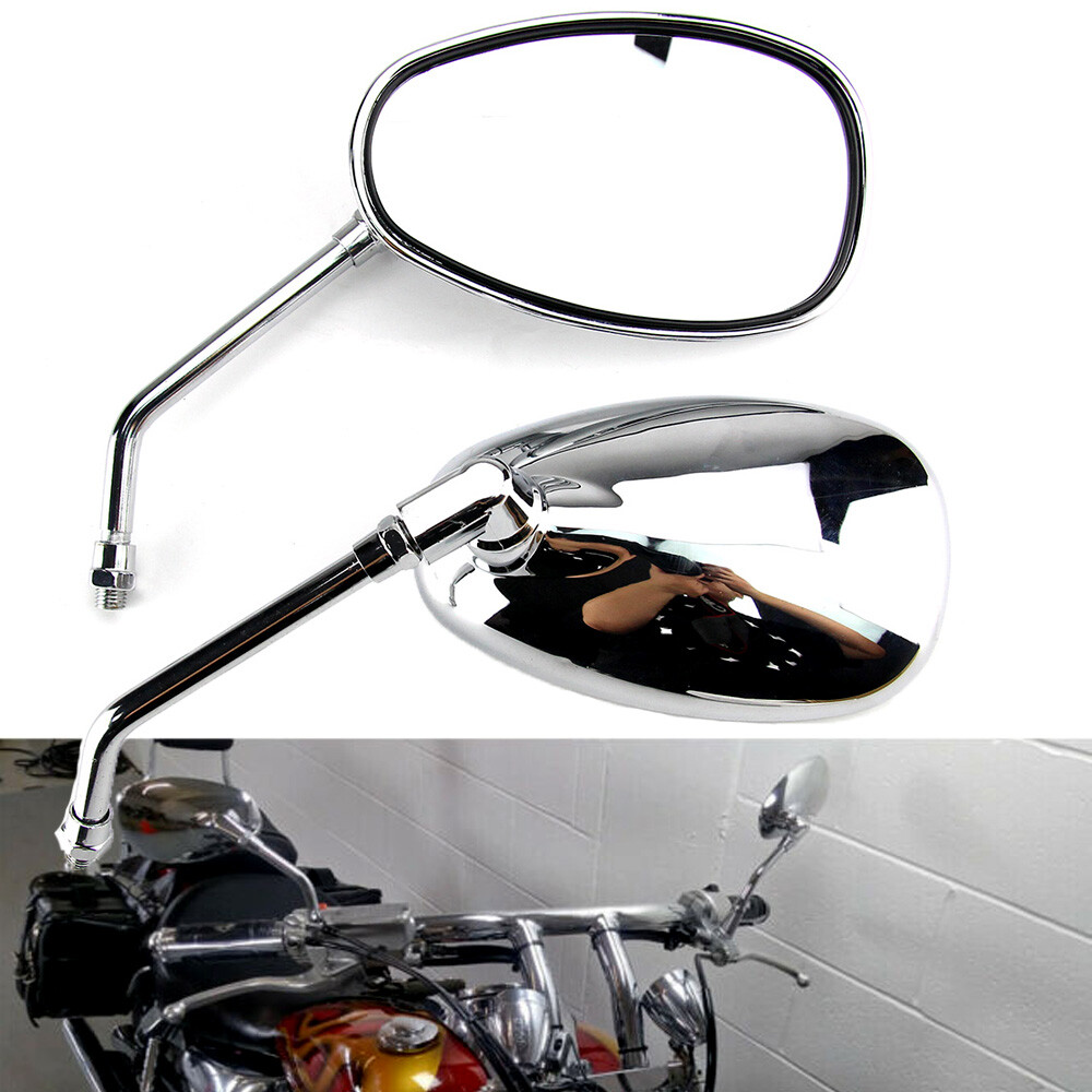 Chrome Motorcycle Oval Mirrors For Honda Shadow Spirit 750 1100 VTX1300 VTX1800