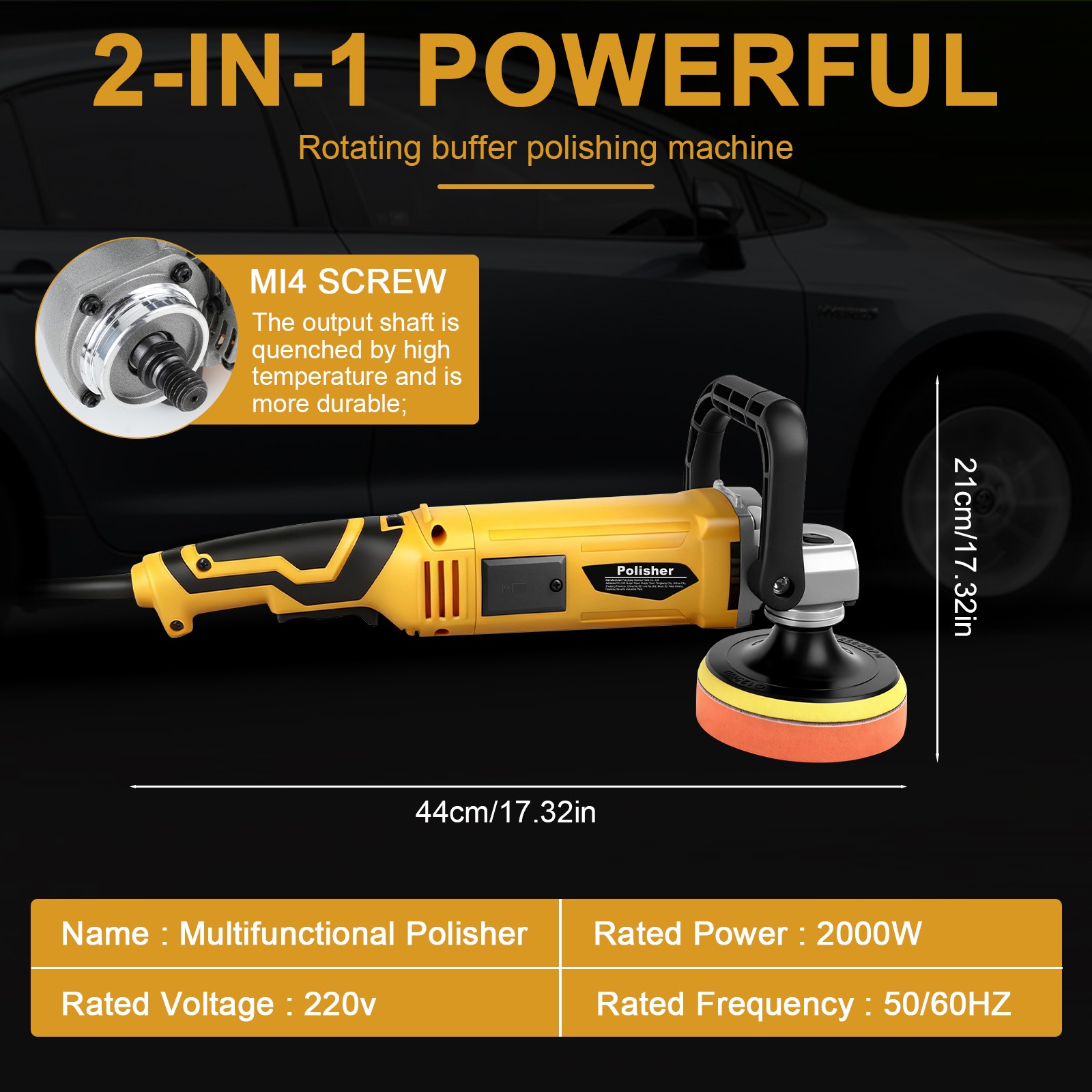 Dual Action Car Polisher Buffer Machine 7-Speed Cordless Sander Polishing Kit US
