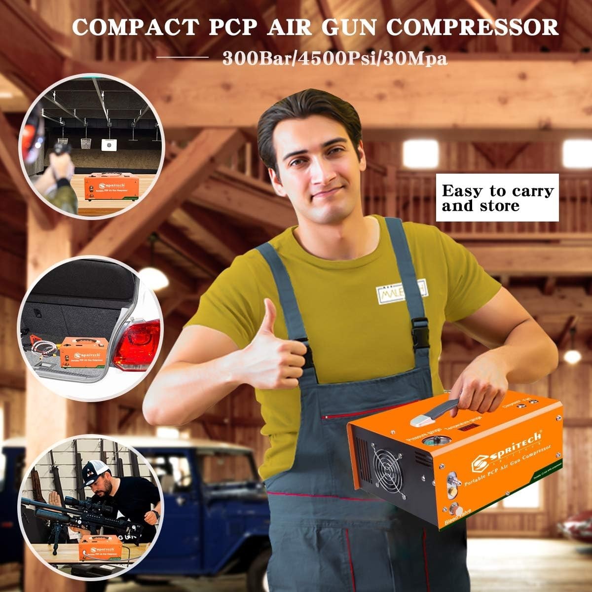 Auto Stop PCP Air Compressor 4500 PSI 30Mpa 110V 12V Airgun Paintball Tank Pump