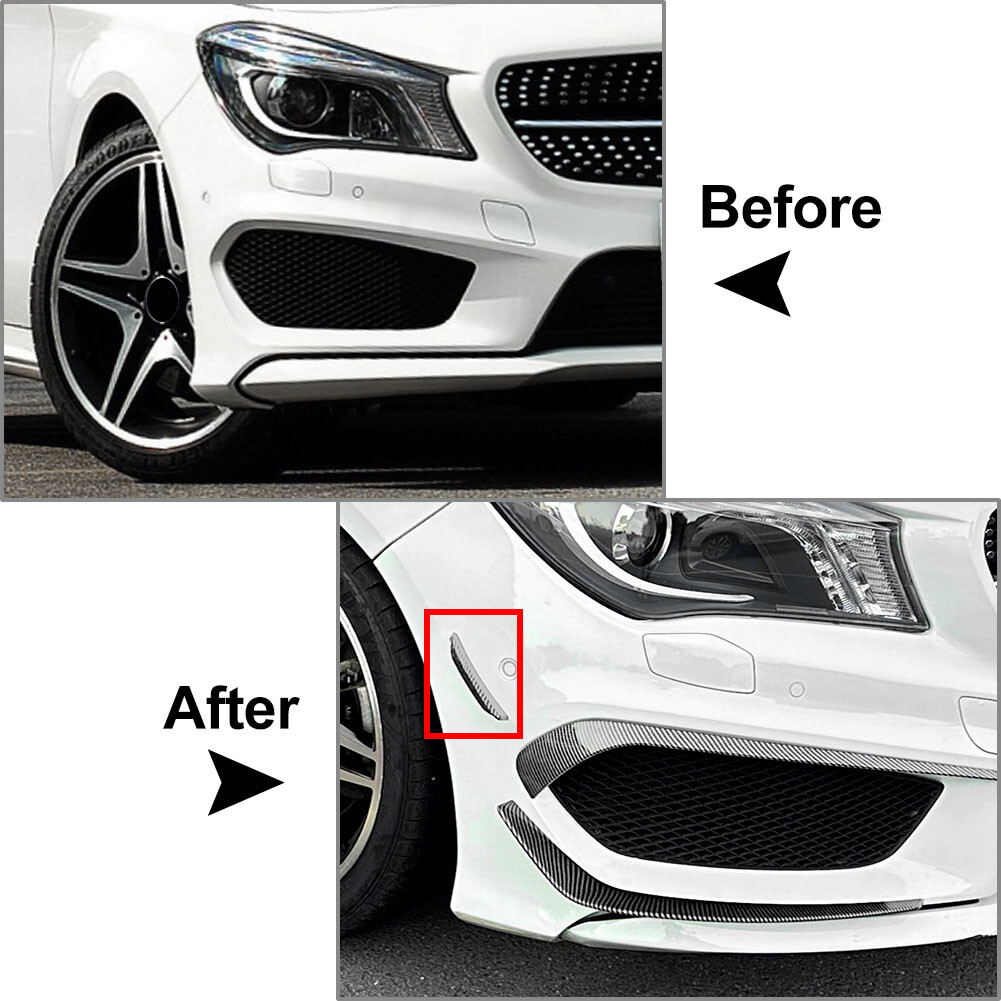 Carbon Look Front Bumper Side Spoiler For Benz CLA Class C117 Prefacelift 13-16