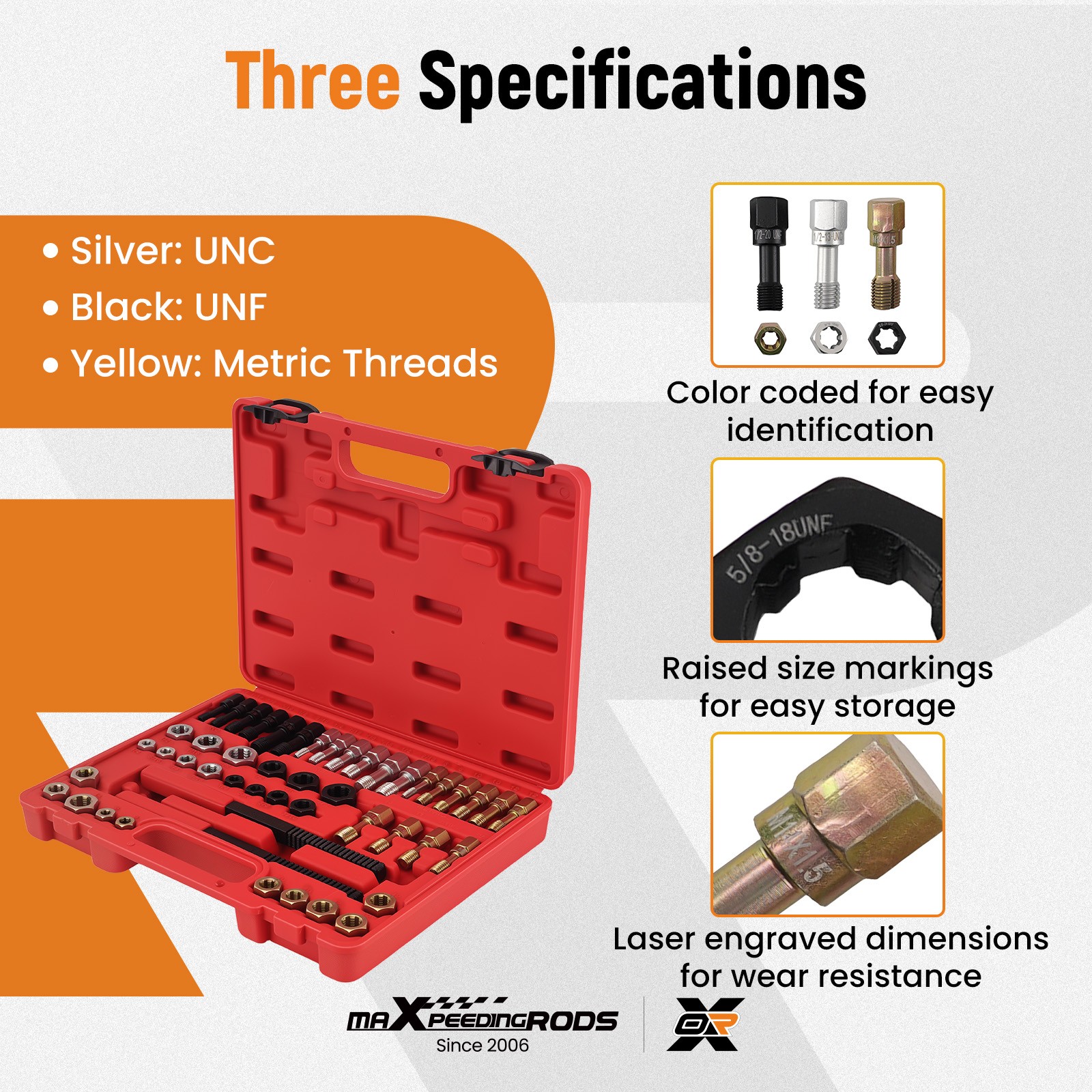 48Pc Thread Cleaner Rethreading Master Kit Thread Repair Thread Chaser Tool Set