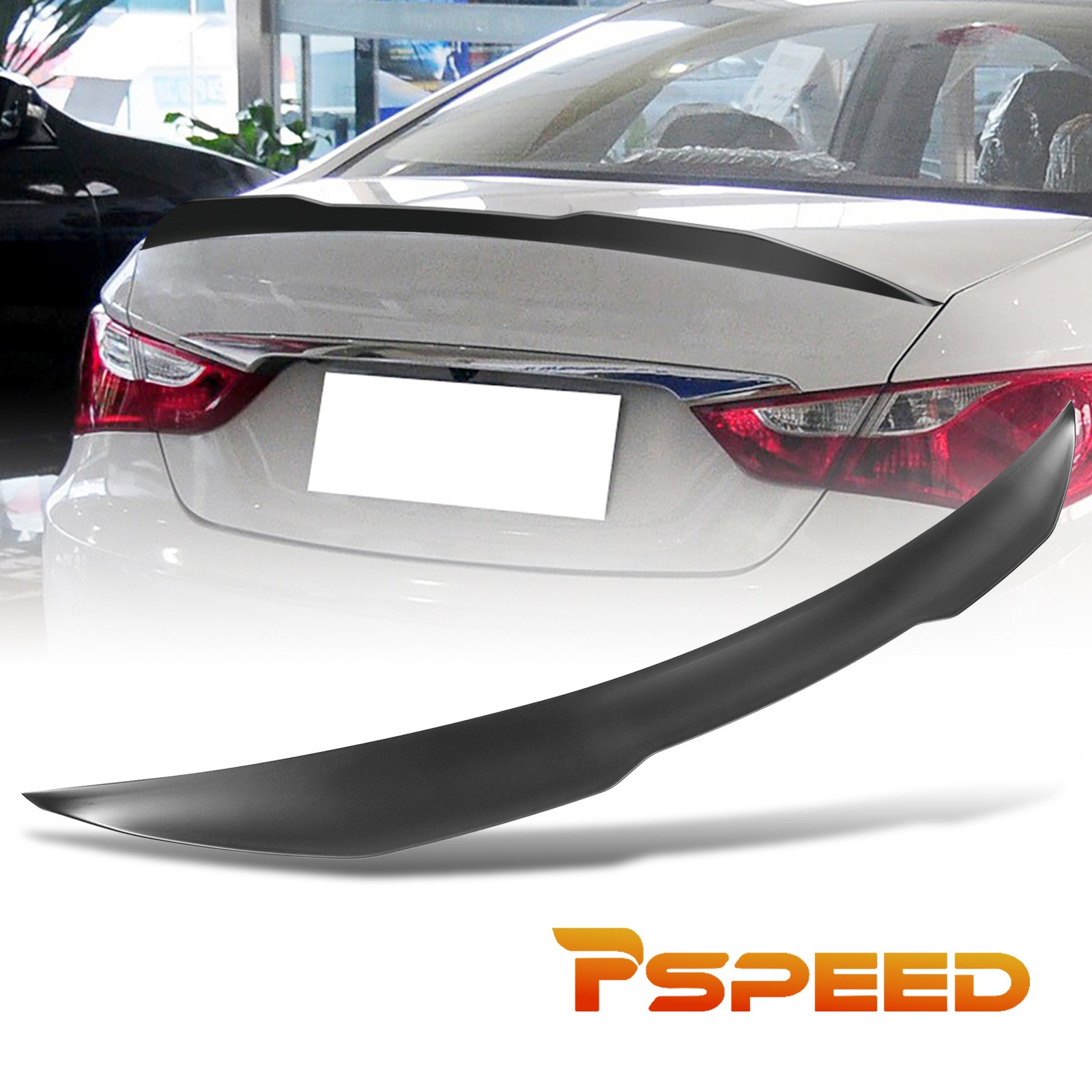 Matte Black For Hyundai Sonata 2011-2014 ABS Rear Lid Spoiler Wing V-Style Trim