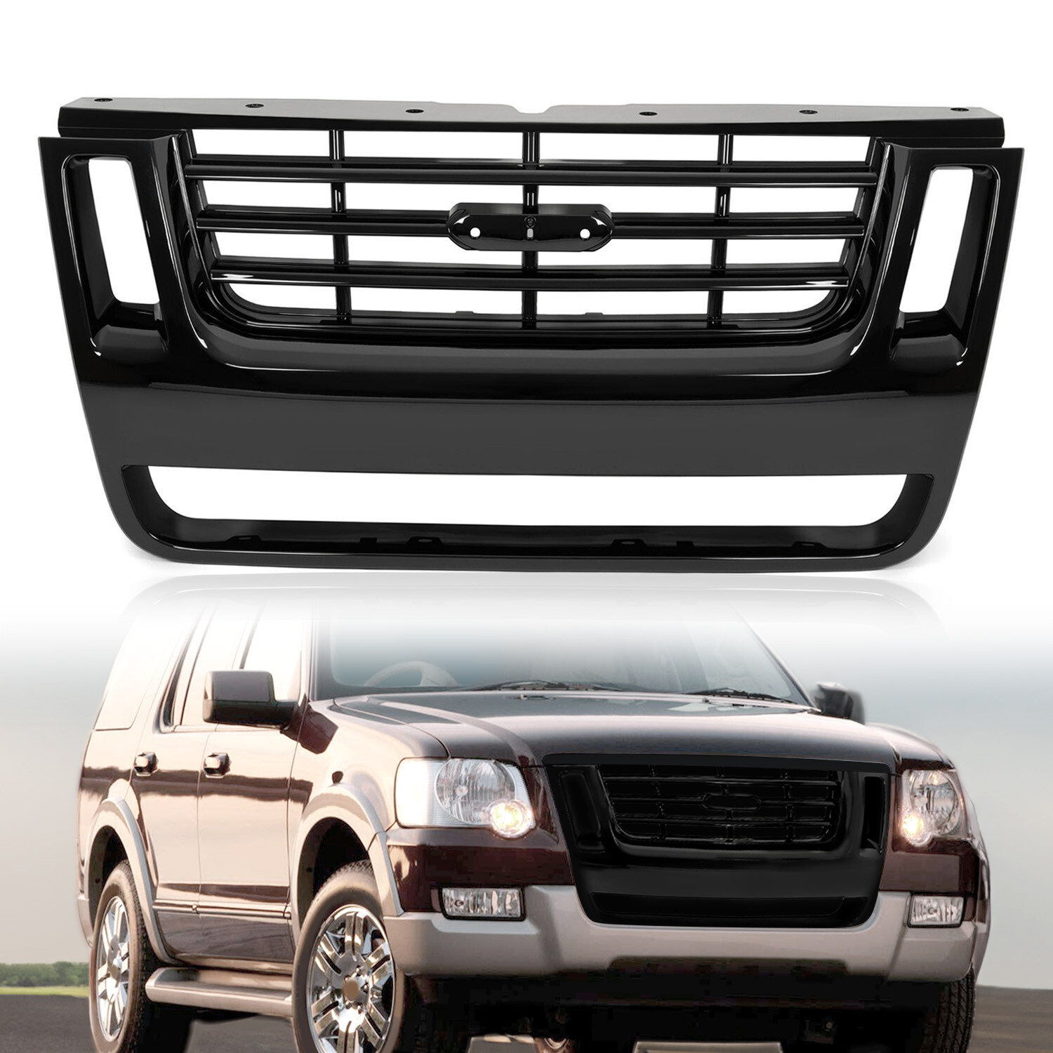 For Ford Explorer Sport Trac 2006-2010 Black Front Radiator Grille Assembly