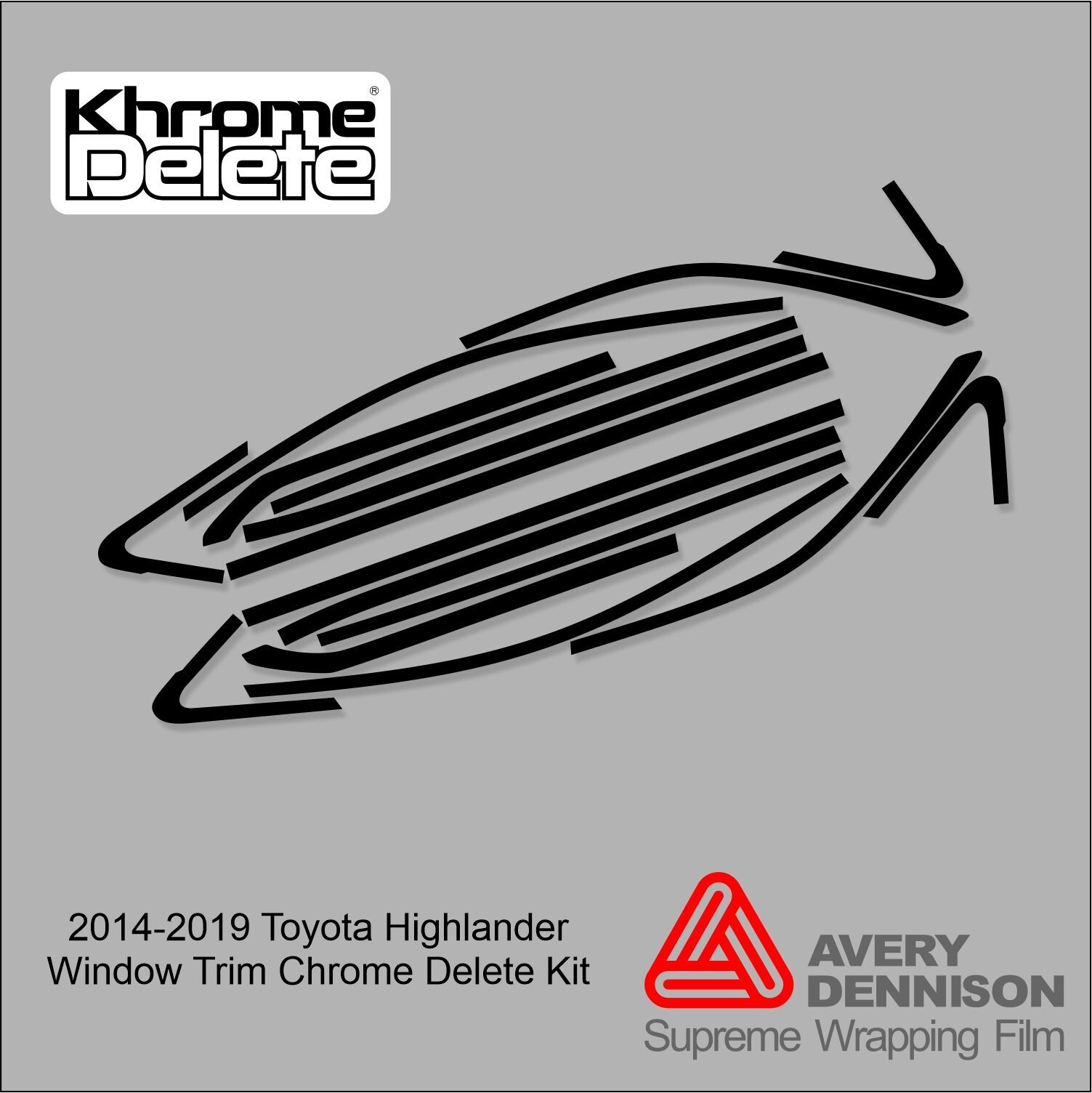 Chrome Delete Vinyl Wrap fitting the 2014-2019 Toyota Highlander Window Trim