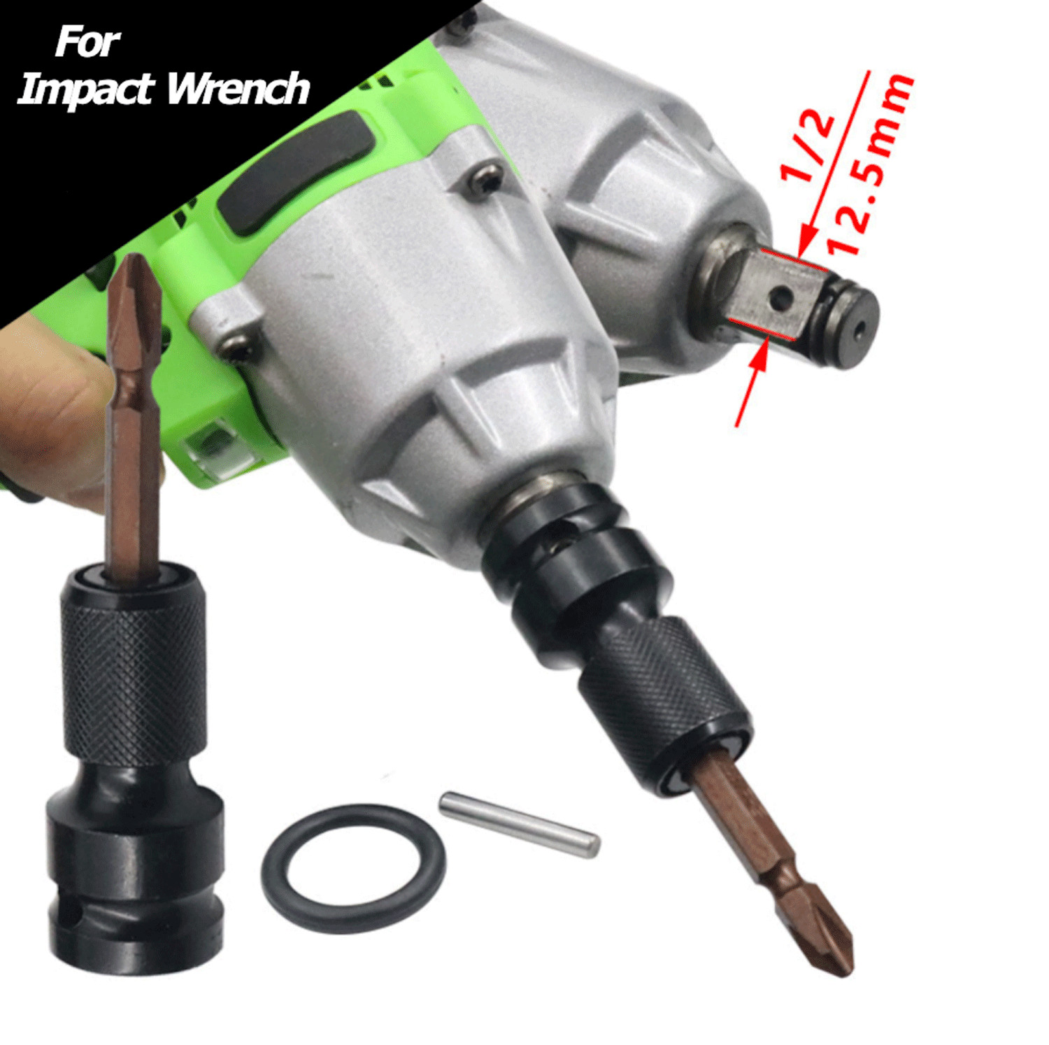 2Pcs 1/2″ Drive To 1/4″ Socket Adapter for IMPACT WRENCH Hex Drill Chuck Convert