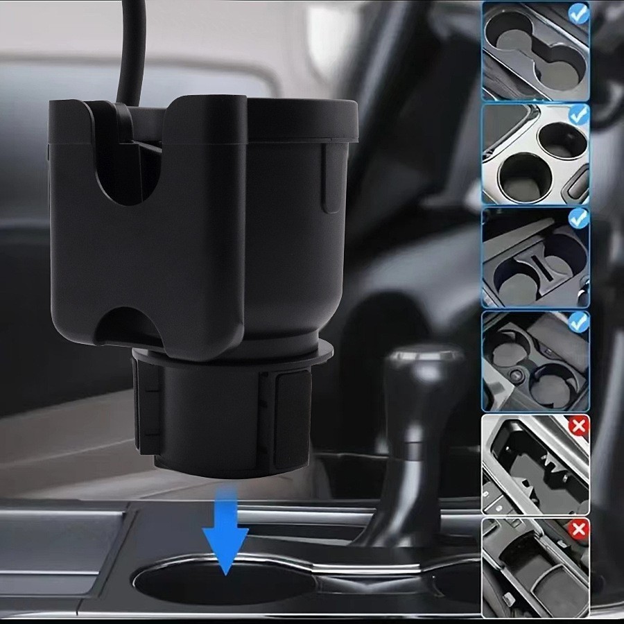 3 in 1 Car Cup Holder Expander Phone Mount Card Slot Universal 360° Phone Holder