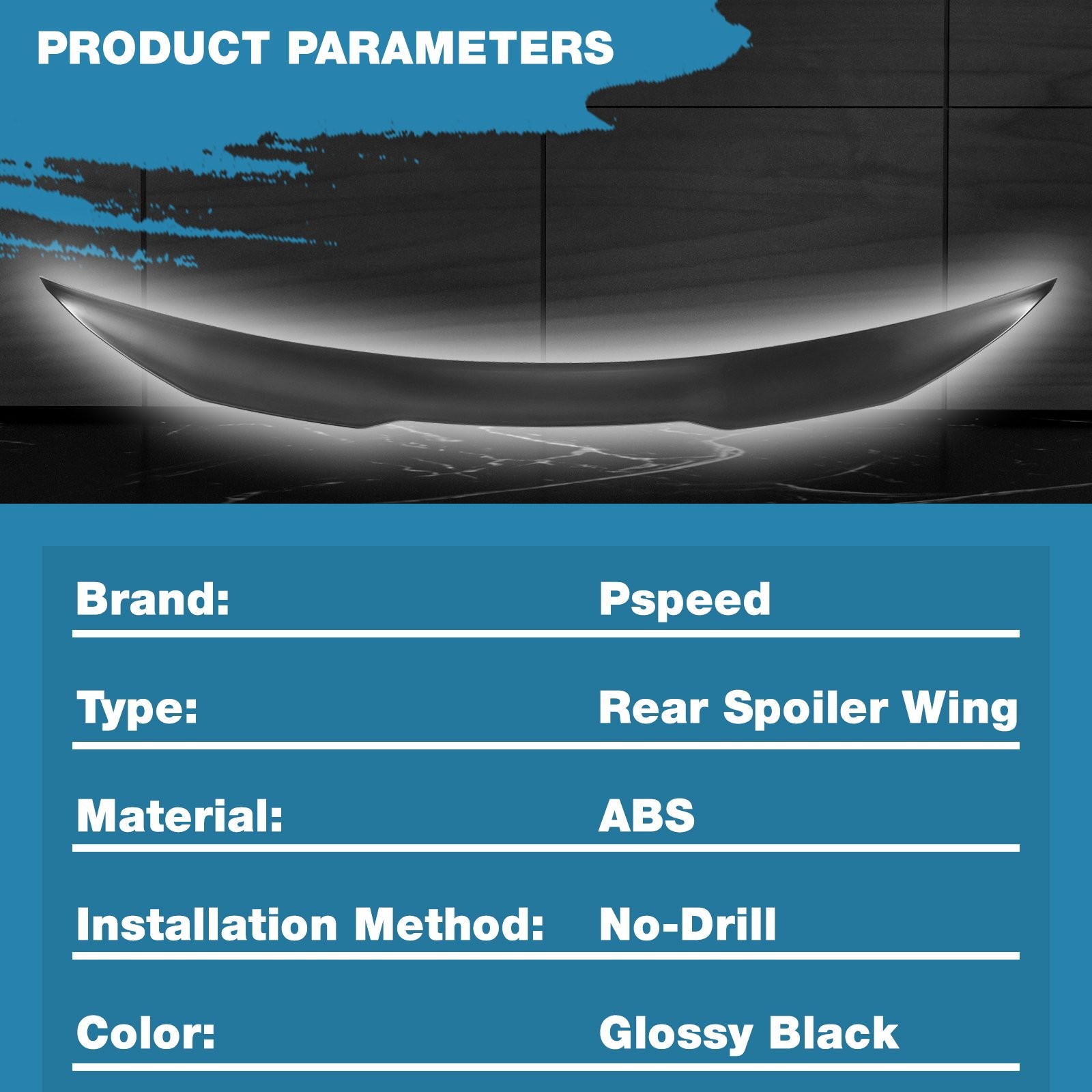 Matte Black For Hyundai Sonata 2011-2014 ABS Rear Lid Spoiler Wing V-Style Trim