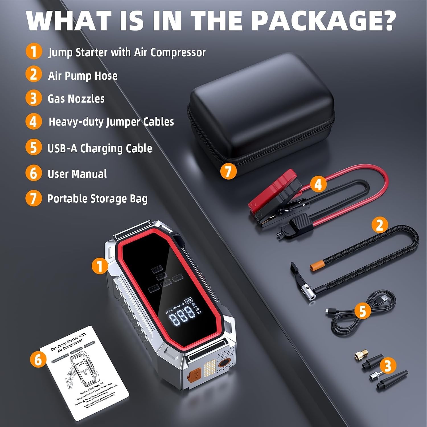 WOLFBOX Jump Starter with Air Compressor, 5000A Portable Car Battery Booster