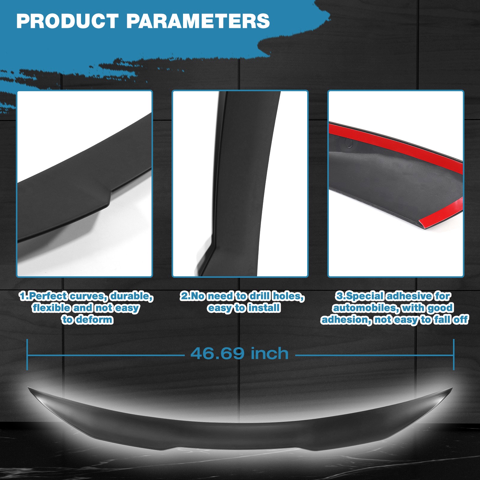 Matte Black For Hyundai Sonata 2011-2014 ABS Rear Lid Spoiler Wing V-Style Trim